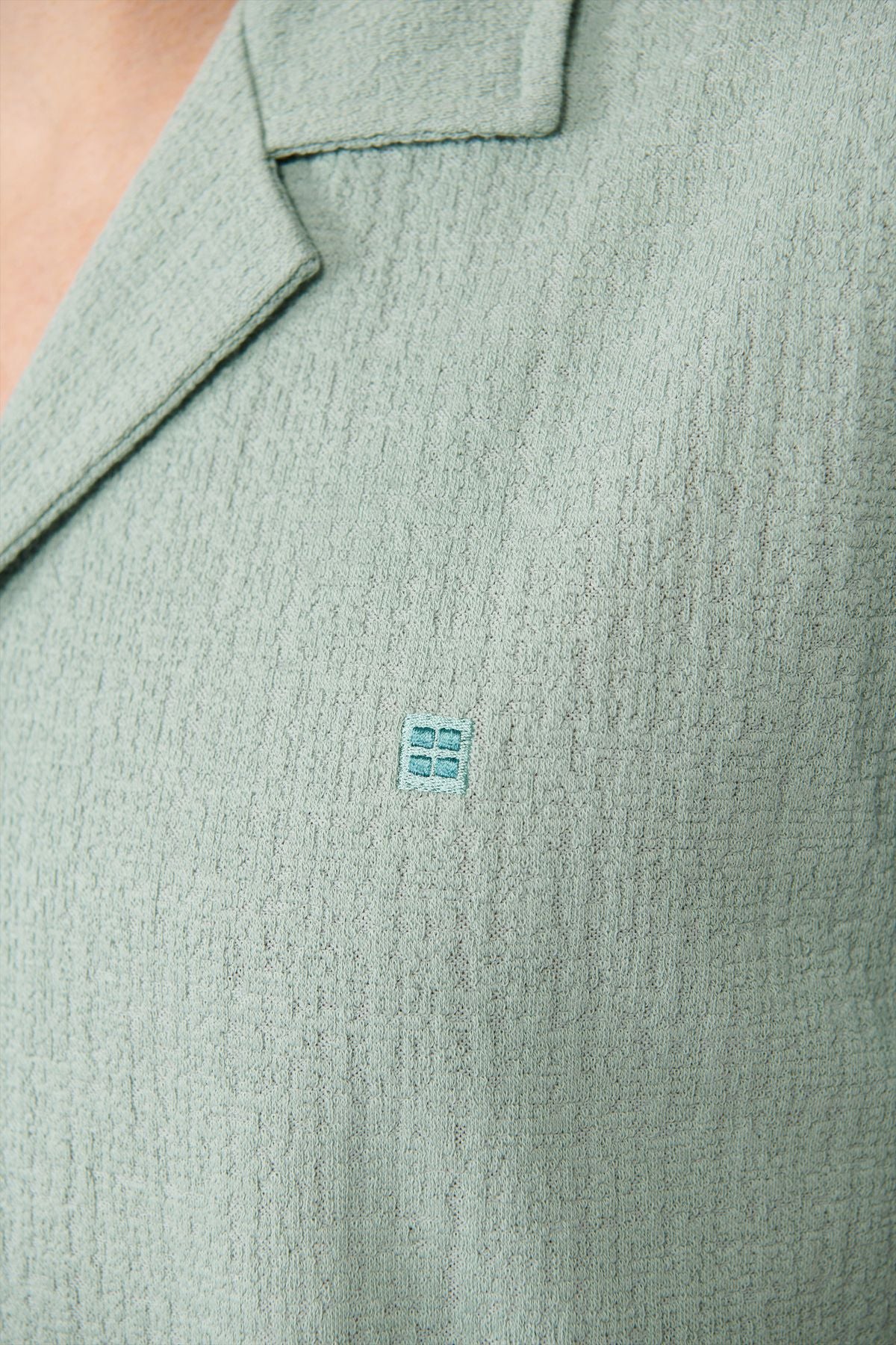 Men's Nile Green Apaj Yaka Jacquard Shirt A41y2216