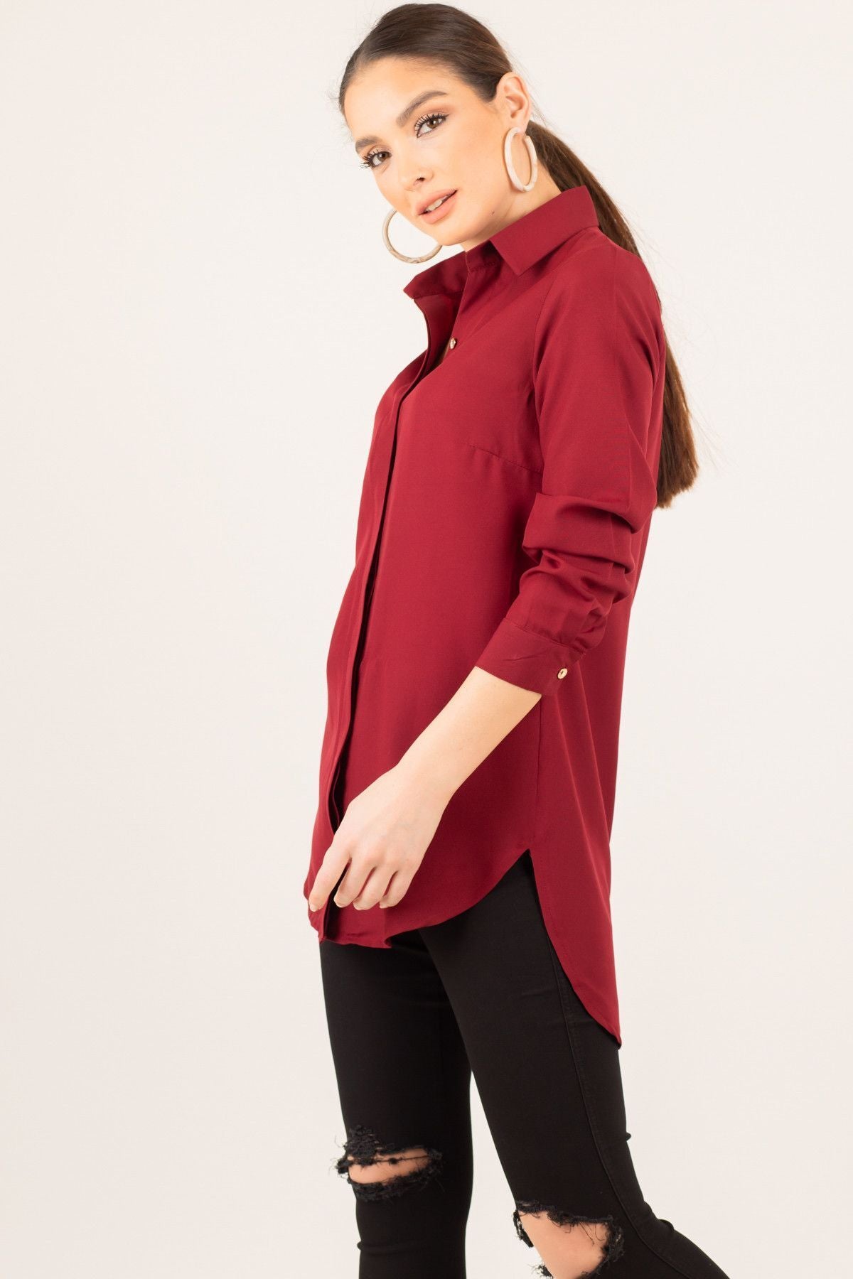 Women Bordeaux Tunic Shirt ARM-19Y001003