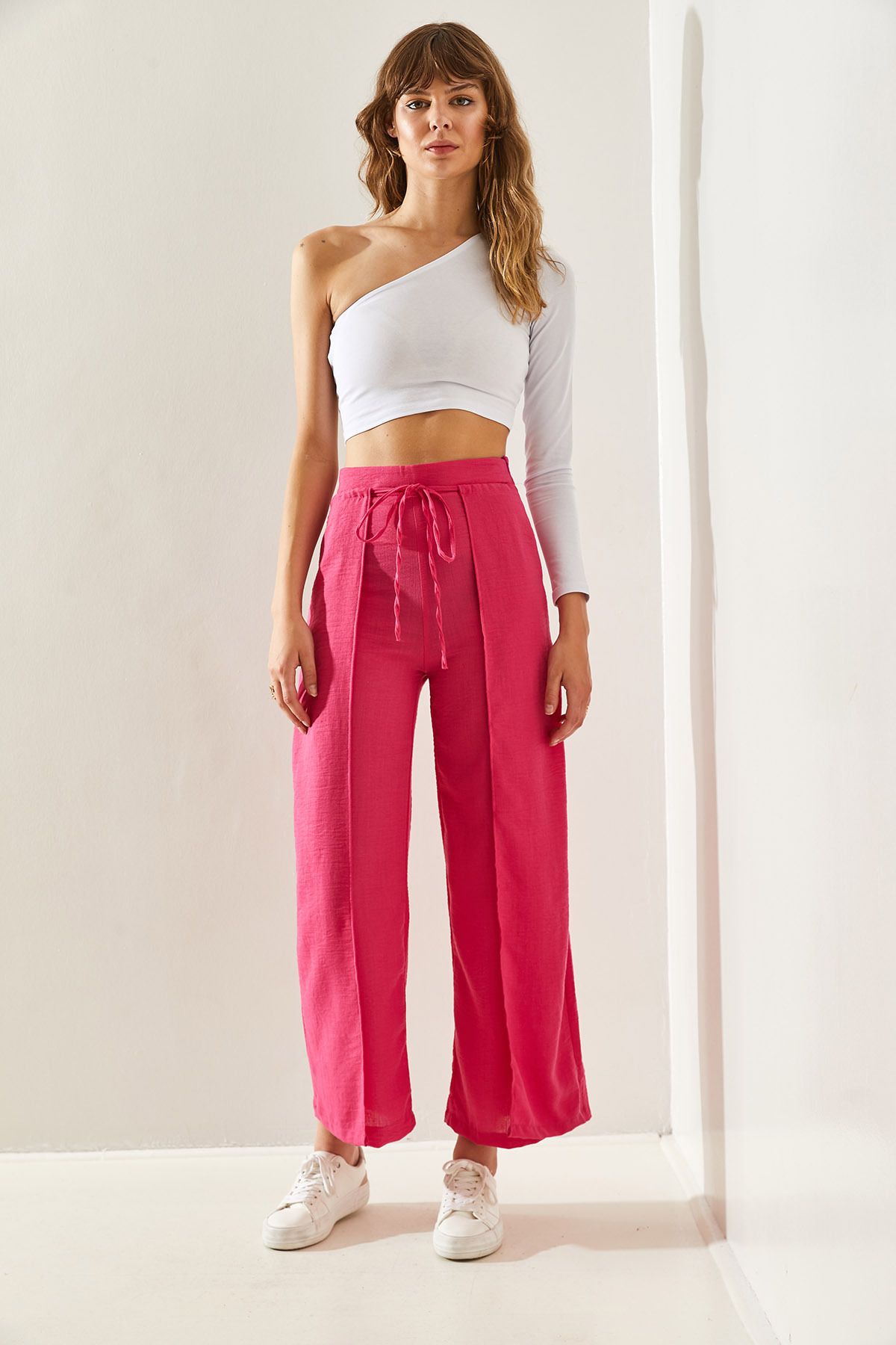 Female Müslin linen linked design pants 60251283