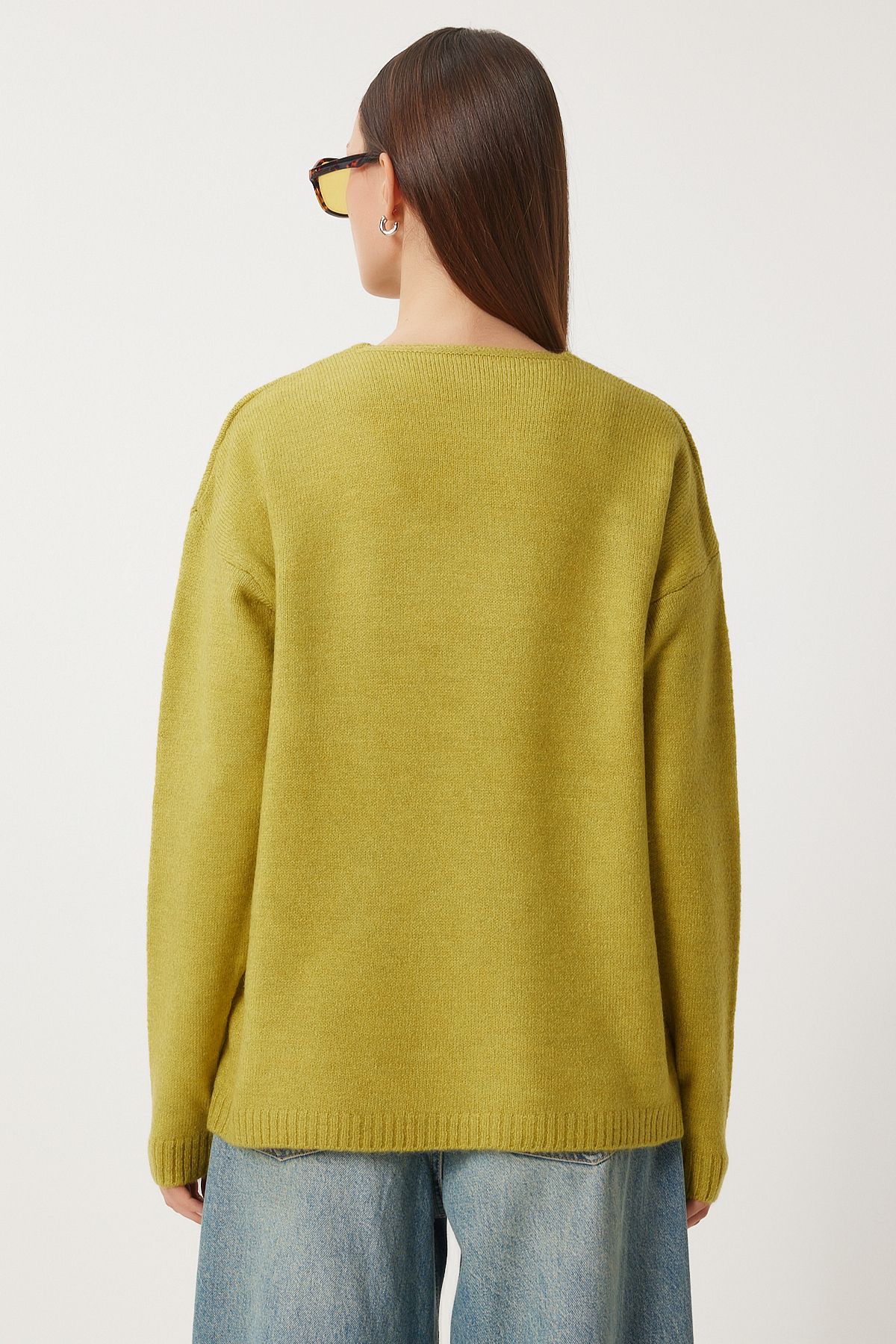 Female Fat Green V -Yaka Knitwear Kazakh ZA00063