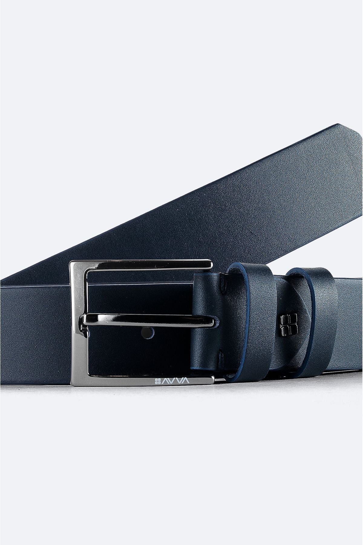 Male Navy Blue 100 %Leather Belt A41y9313