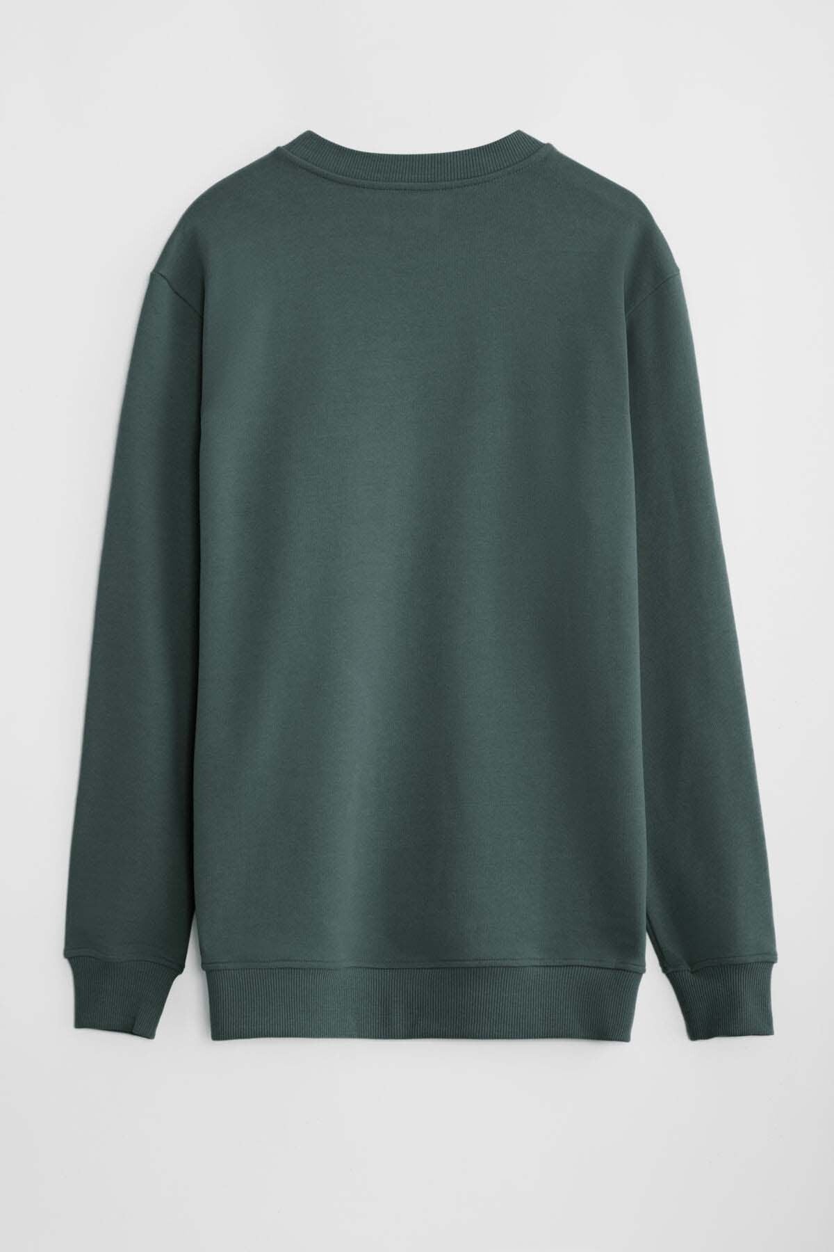 Travis men's soft fabric regular fit round collar dark green sweatshirt