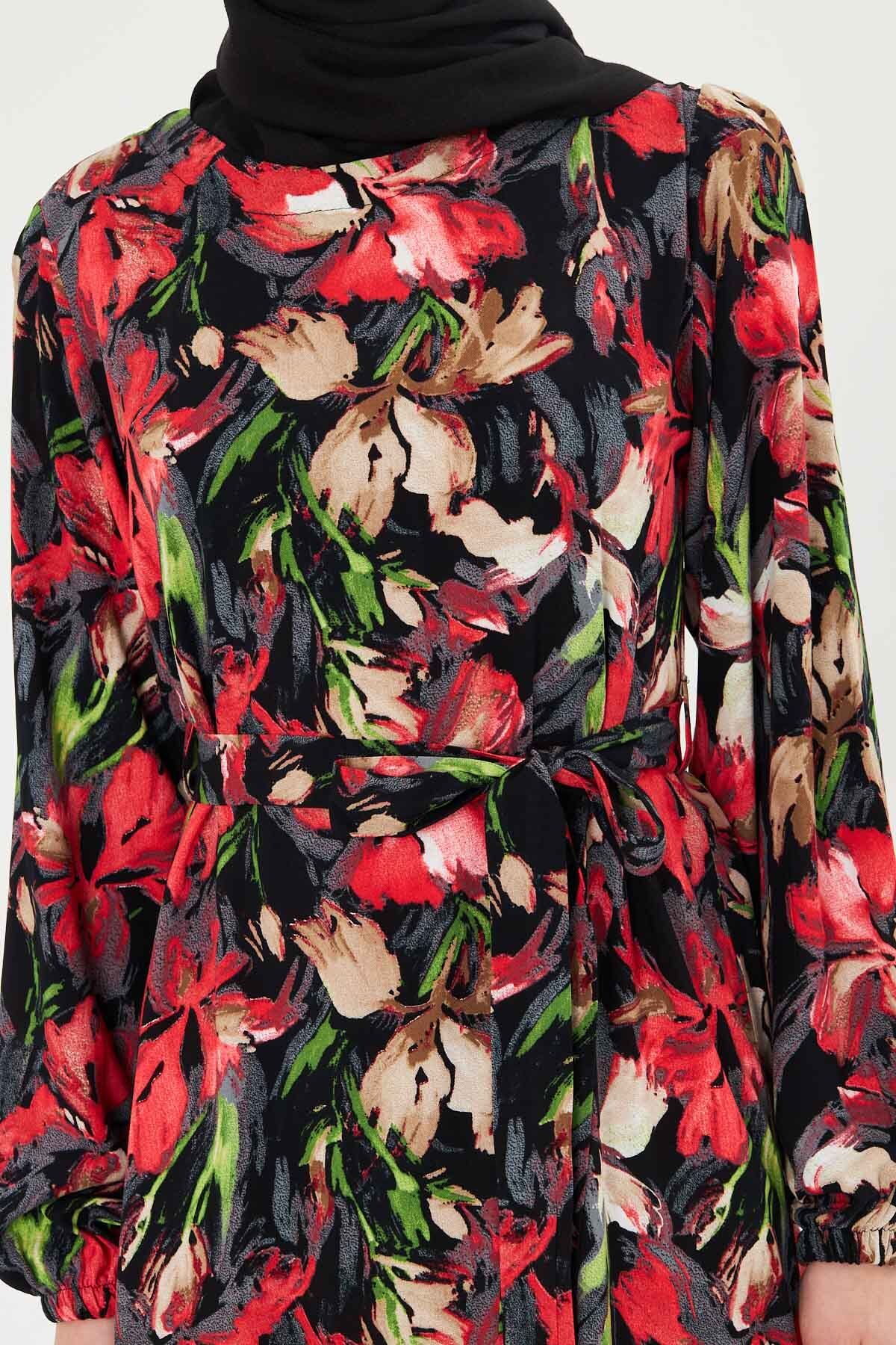 Female Mercan Zero Near Back Zipper Skirt Long Hijab Dress with Ruffle Born Arm-25k001101