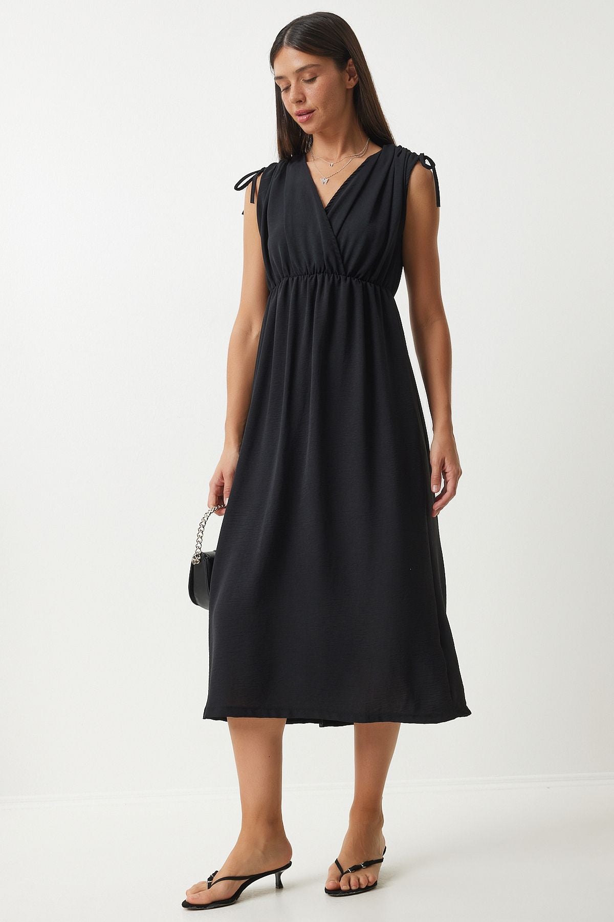 WOMEN BLACK ANVALOP YOKA SHIRT Knitted dress an00201