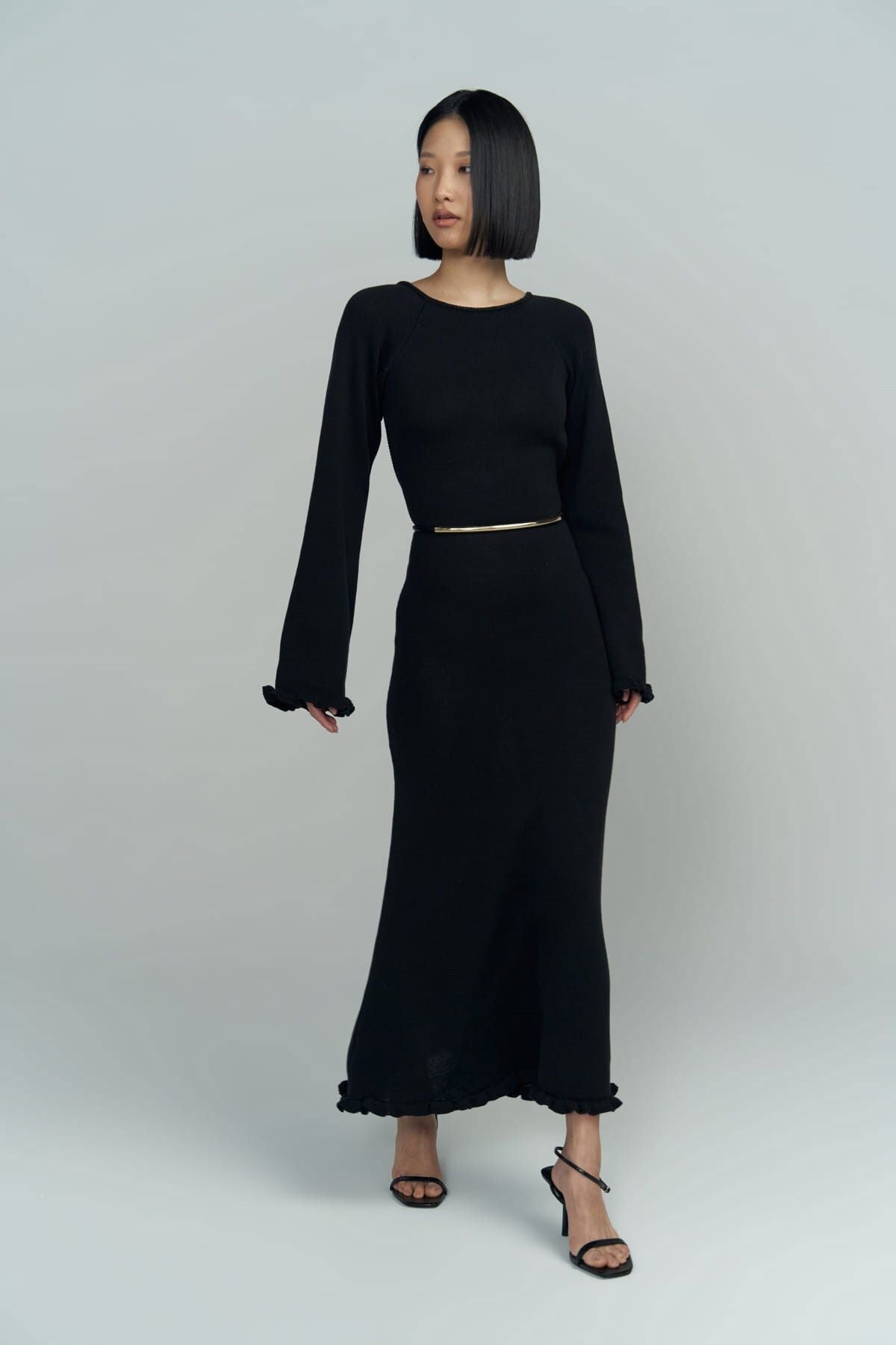 Angela Back Décollette Black Knitwear Dress