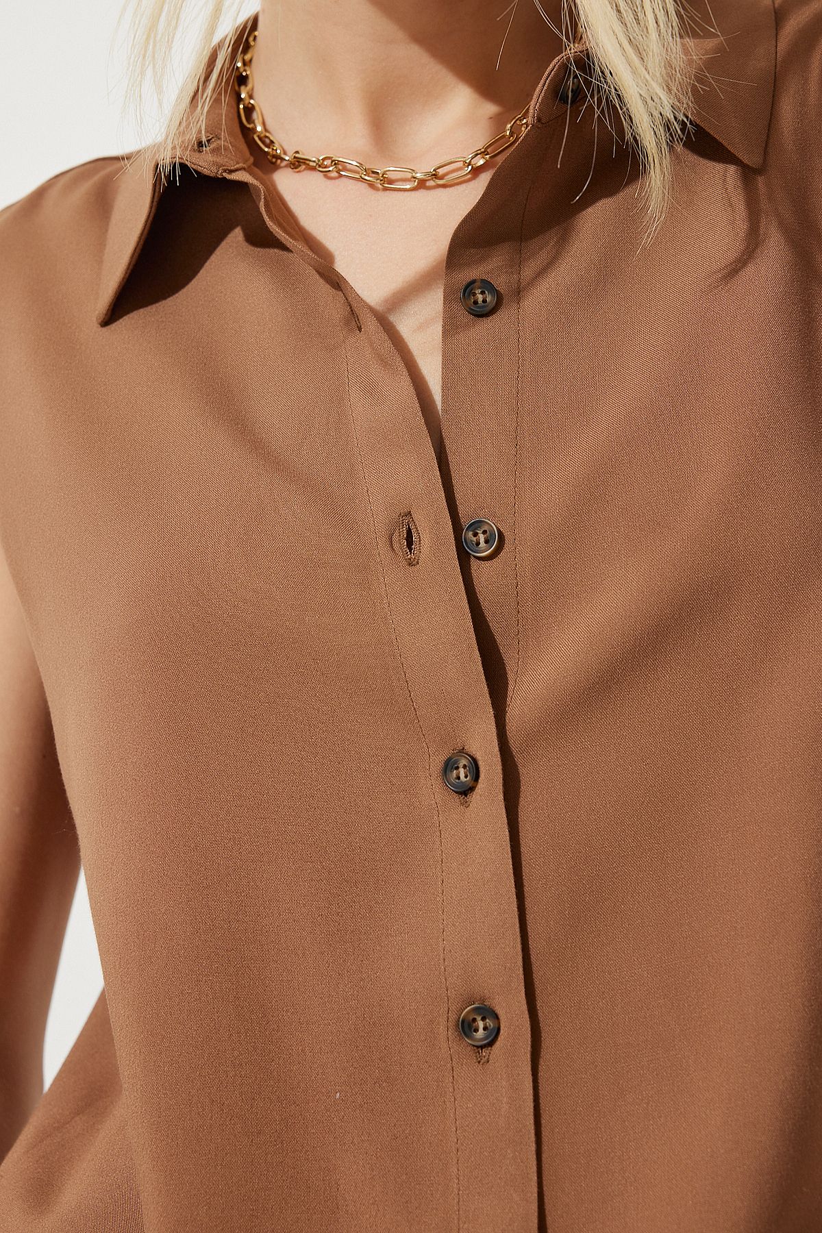 Female Middle Brown Sleeveless viscose shirt to00129
