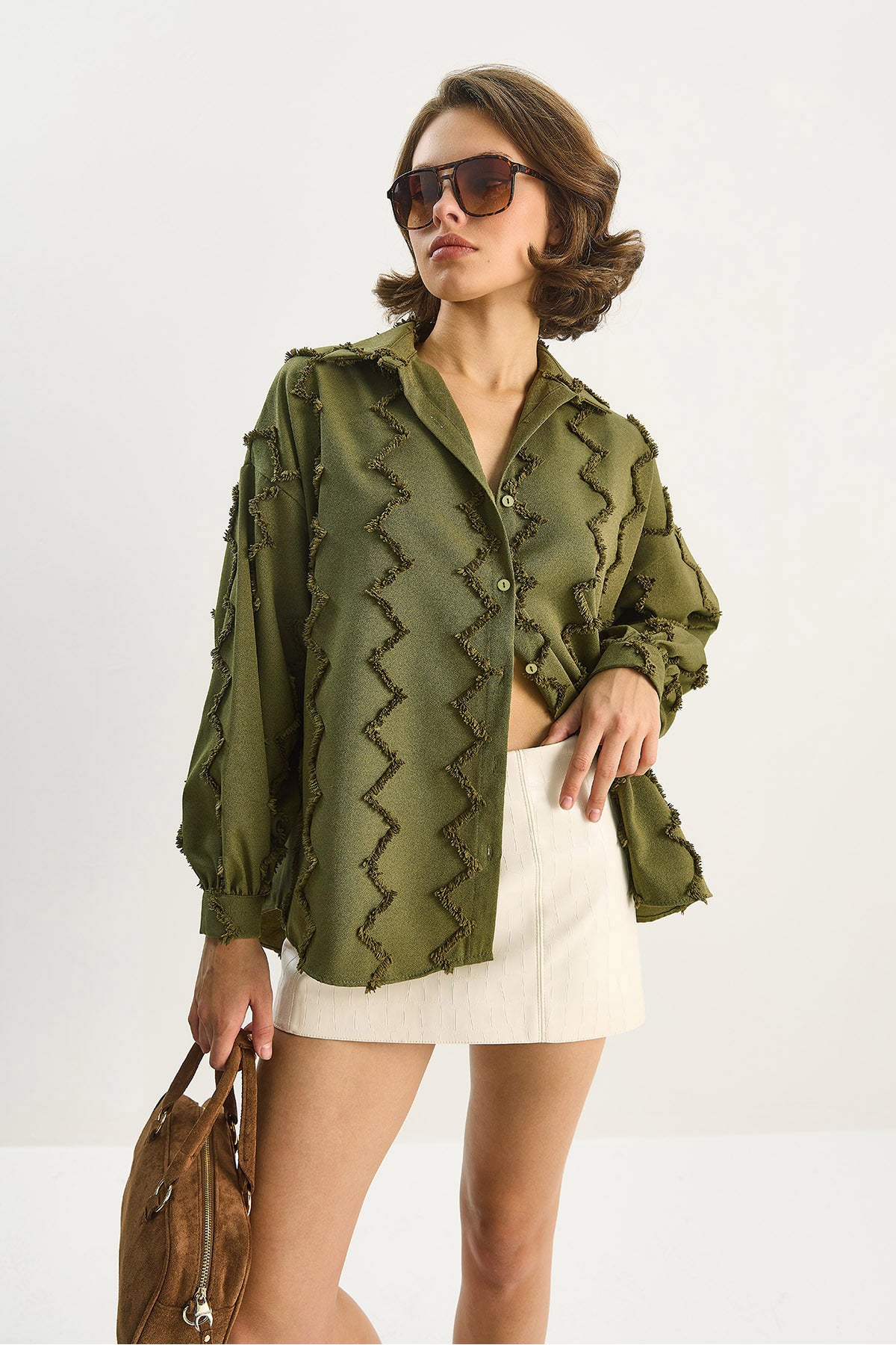 Women's Zigzag Tasseled Oversize Shirt 2147 60283638
