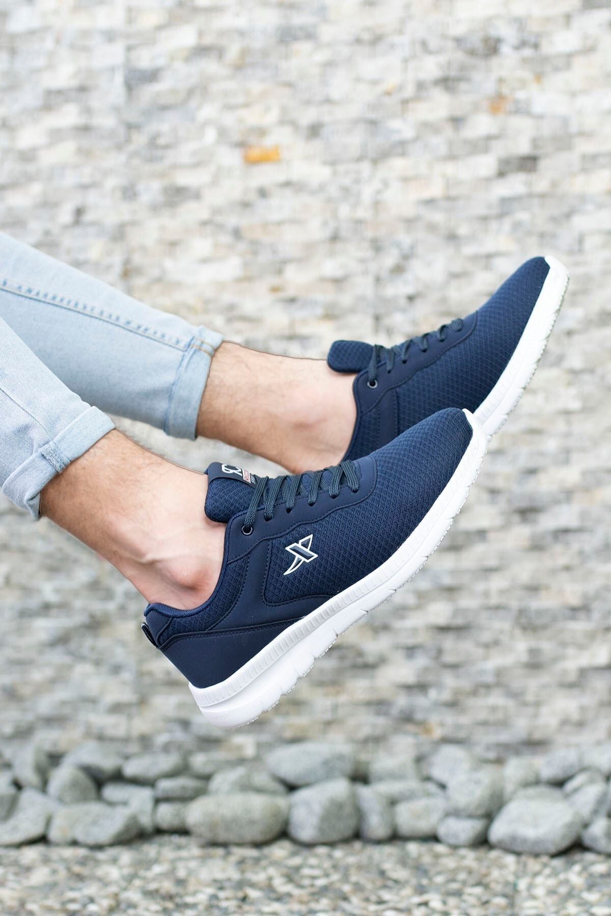 Navy blue white unisex ultra light sneaker 0012065