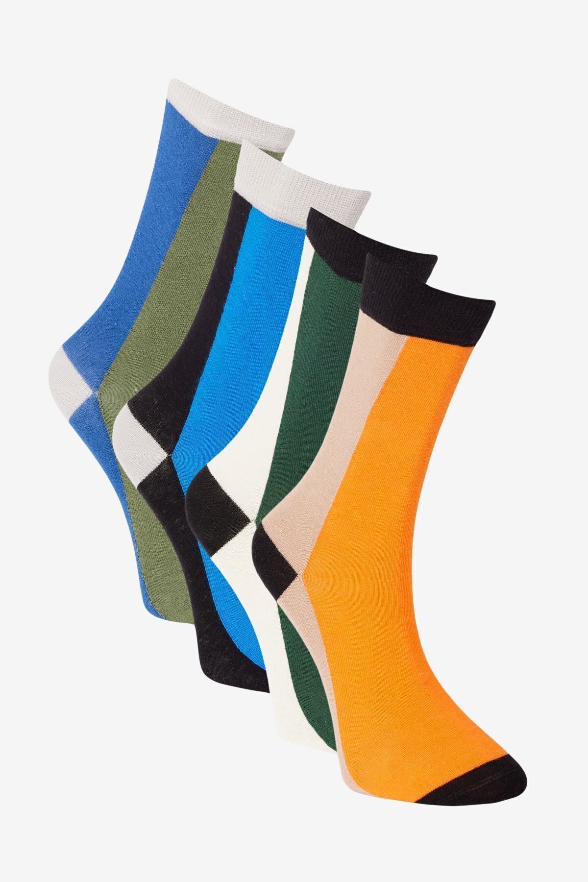 Men Mixed 4 Piece Cotton Patterned Socks