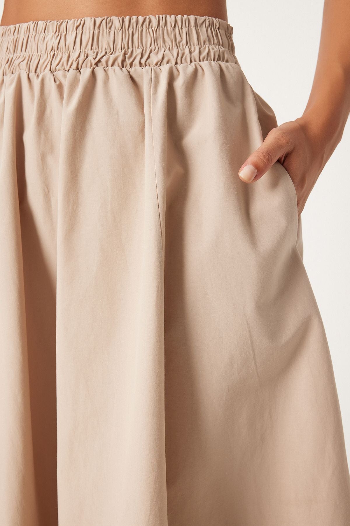 Women's Cream Linen Mixed Maxi Skirt GP00011