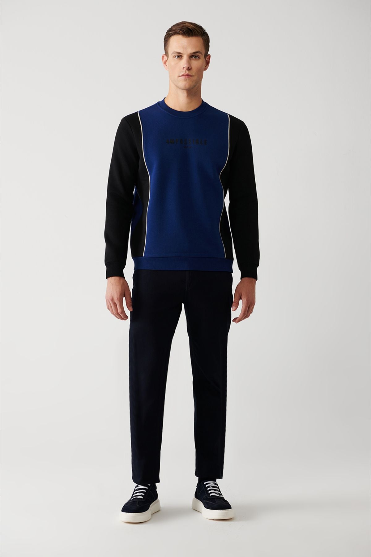 Men's Saks Bicycle Collar 3 -Triple Slogan Printed Sweatshirt A32Y1385