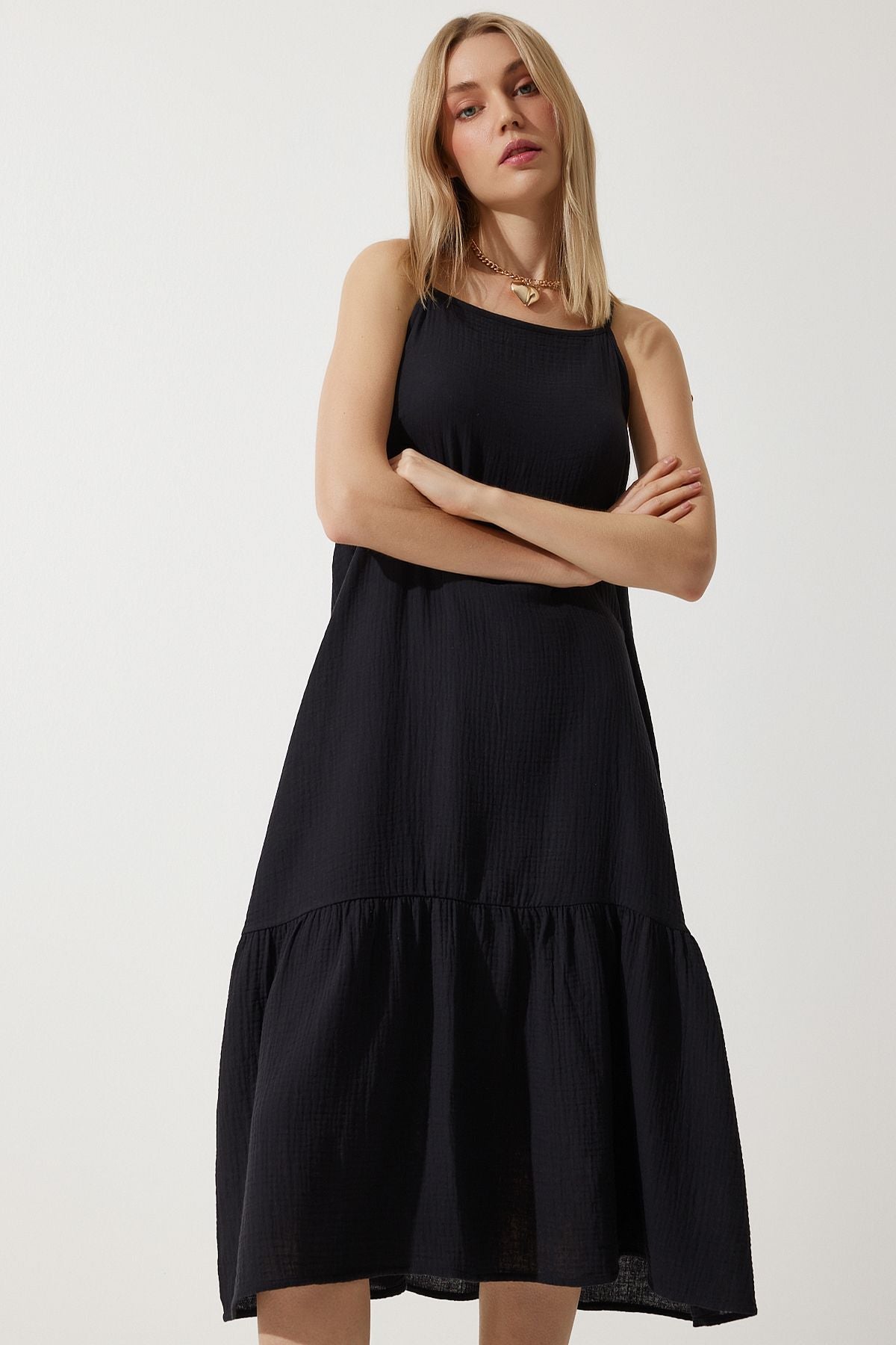 Woman Black Hanger Cottage Plenty Muslin Dress BP00163