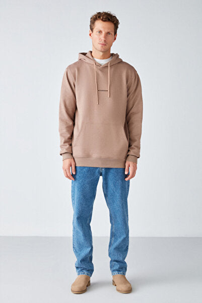 Epic Men's Soft Fabric Hooded Corded Regular Fit Embroidered Mink Sweatshirt