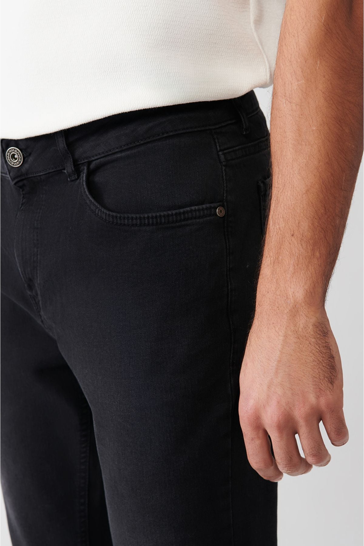 Men's anthracite Washing Flexible Jean Trousers B003505