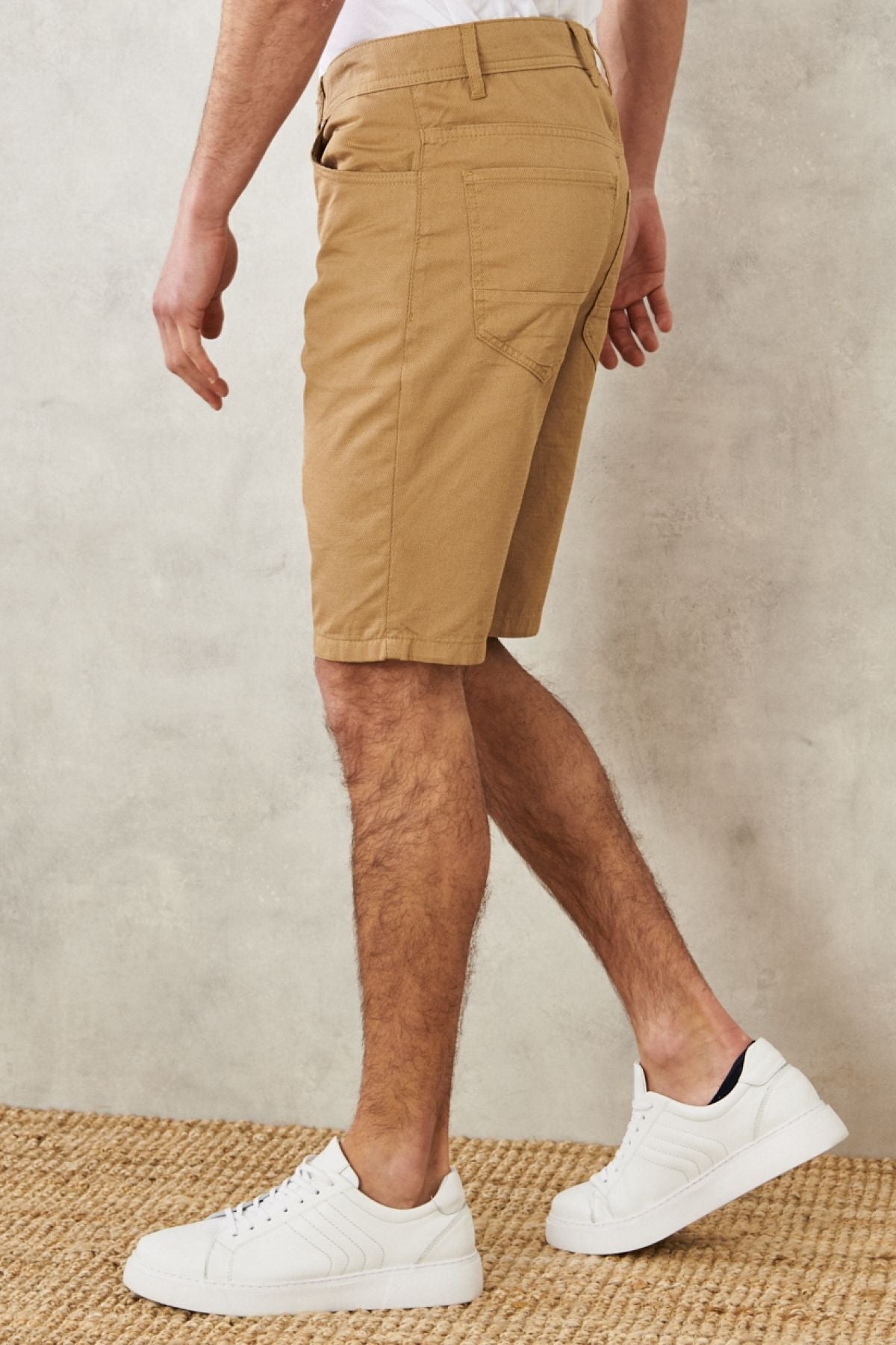 Men's Camel Slim Fit Narrow Cut Amelery 100 %Cotton Casual Chino Shorts