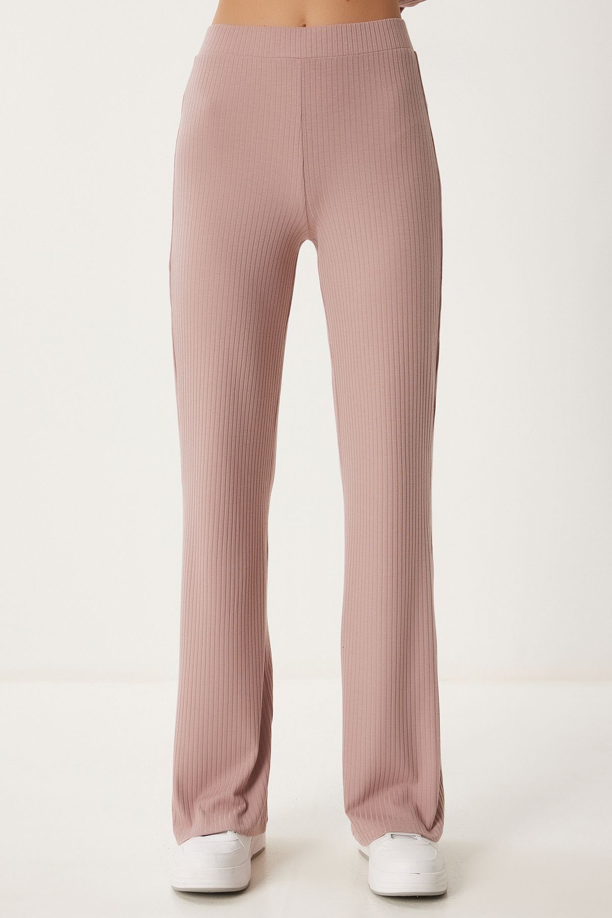 Female Powdered Casual Wick Knit Blouse Pants Set OW00054