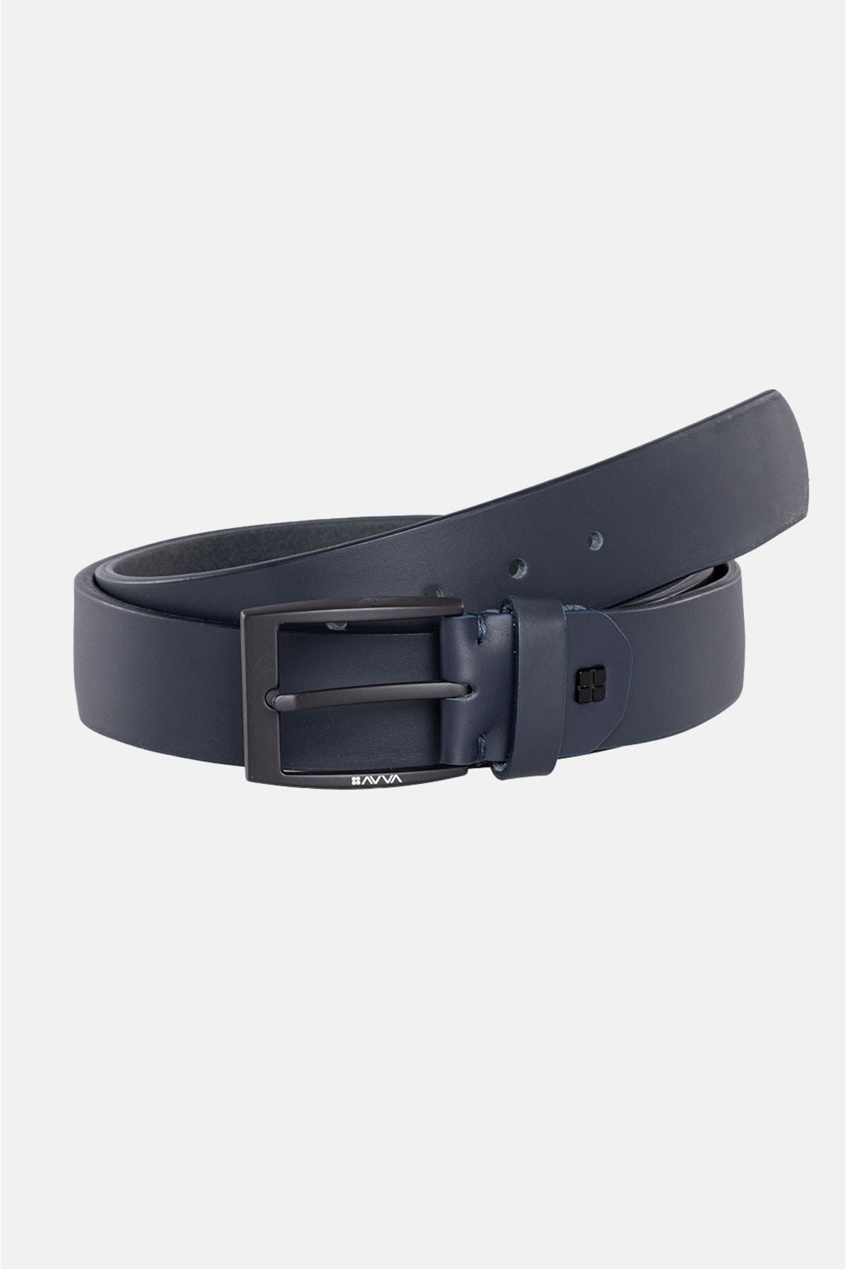 Men's navy blue flat 100 %leather belt A31y9325