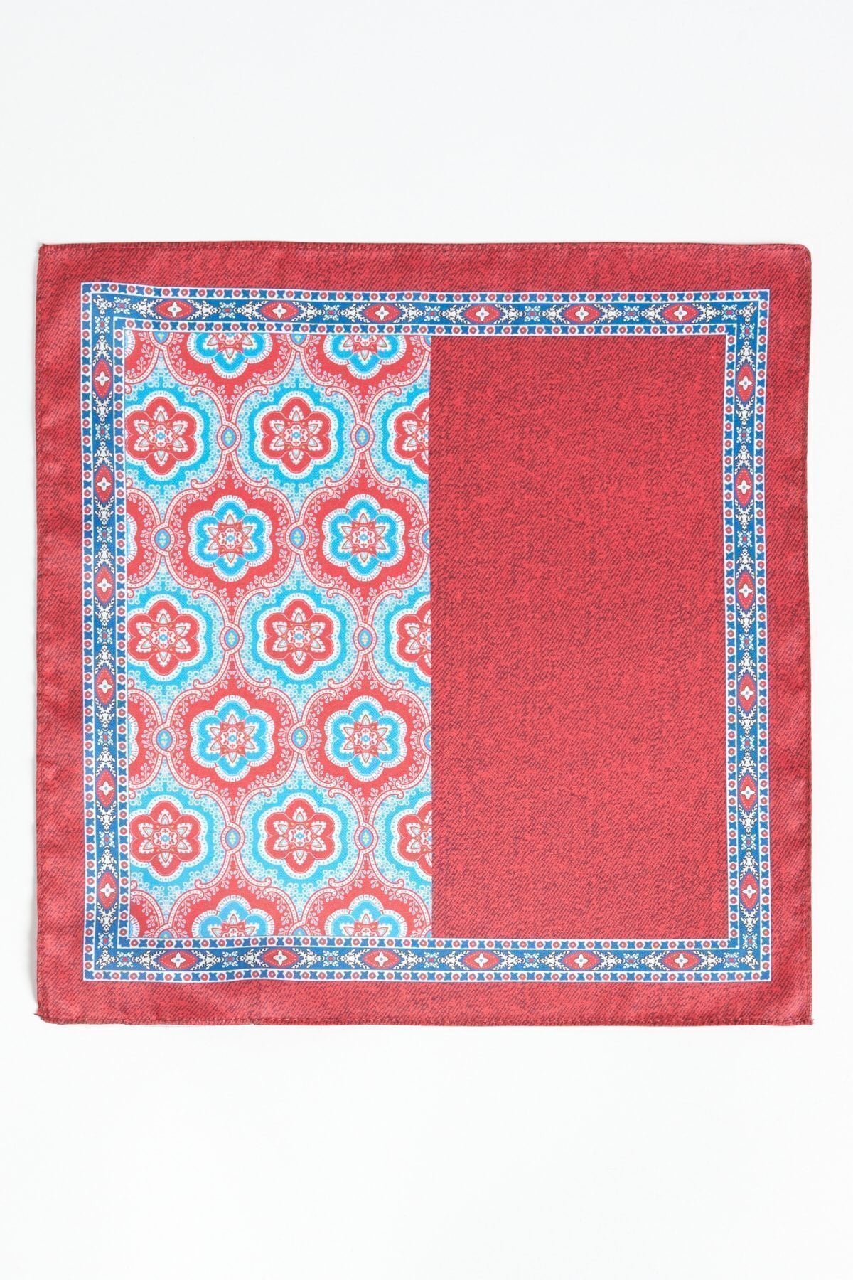 Men's burgundy patterned handkerchief