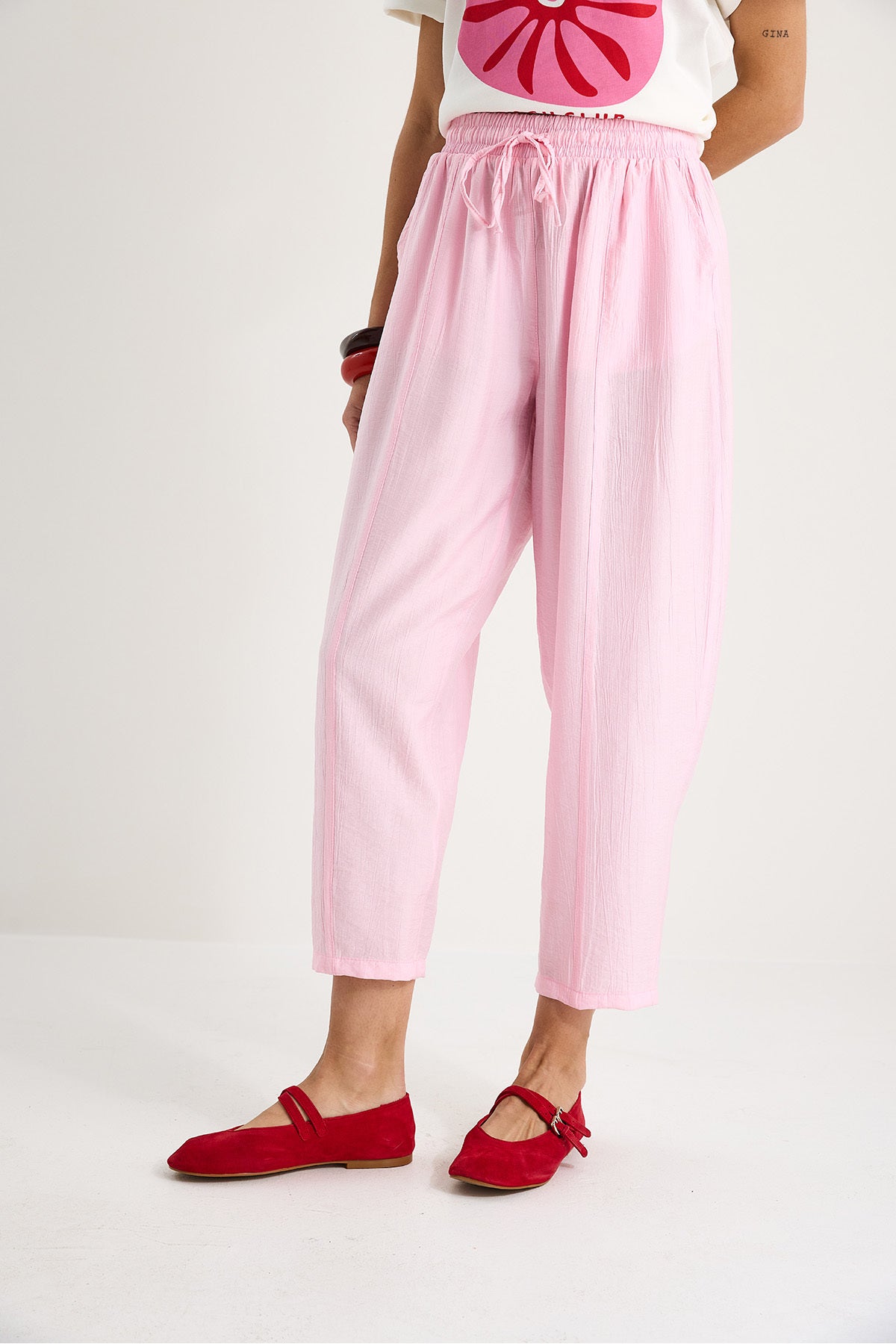 Women's Tie Waist Pocket Detailed Carrot Cut Summer Trousers 3878 60281041