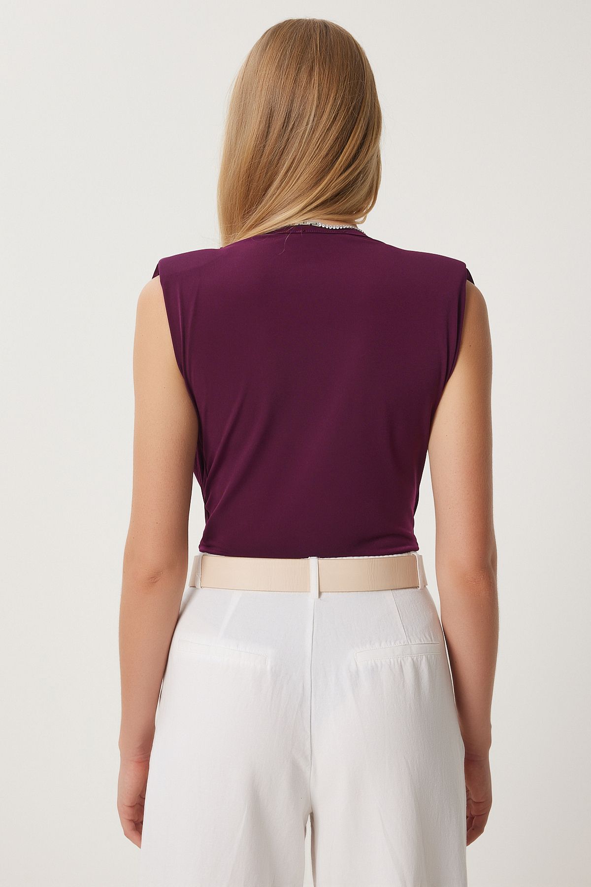 Woman Plum Anvelop Yaka Parent with Cytter Knitting Blouse ZH00014