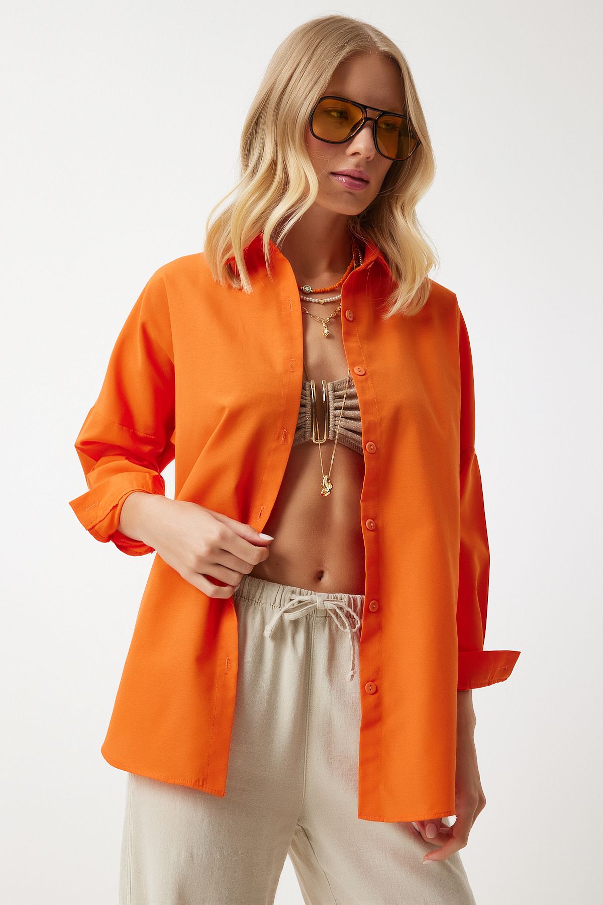 Woman Oranj Oversize Long Basic Shirt DD00842