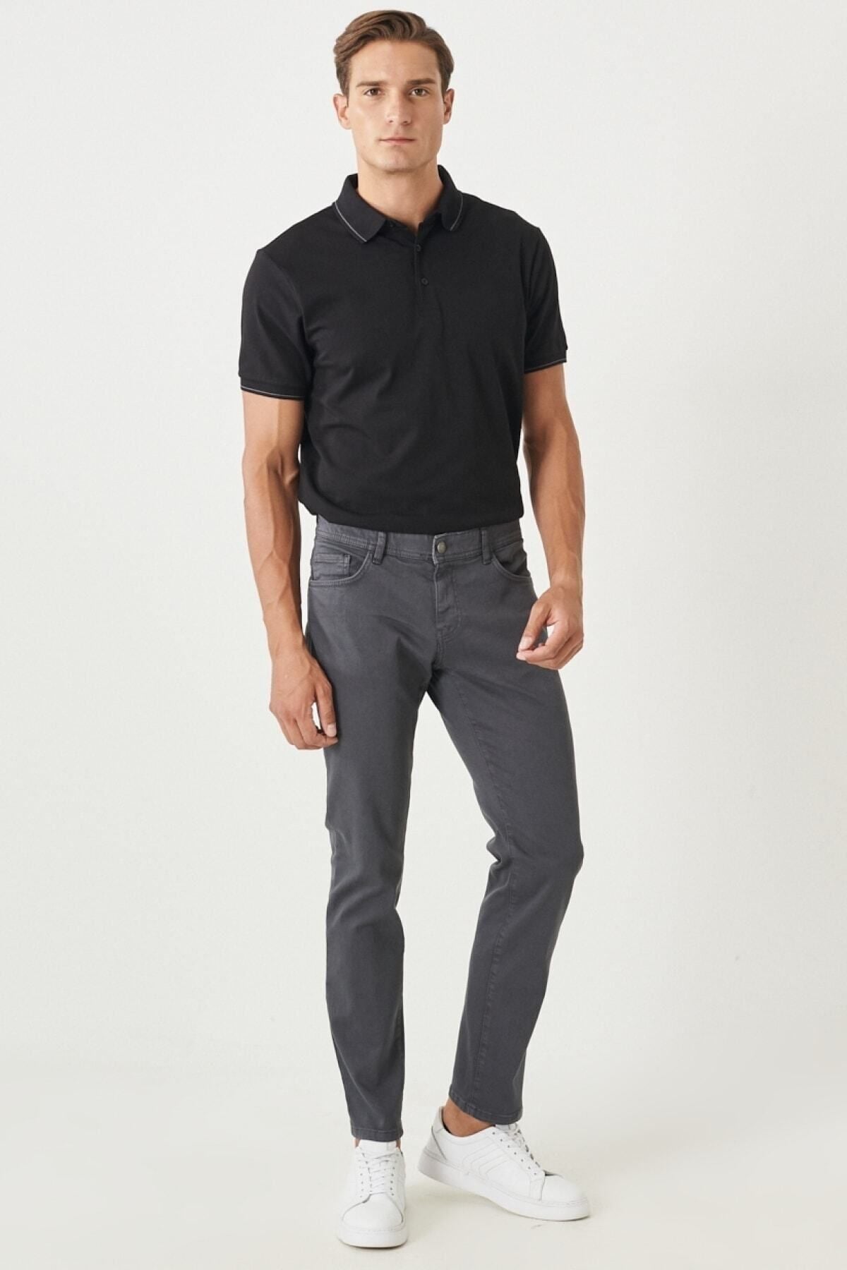 Men's anthracite 360 degree stretching in all directions, comfortable slim fit narrow cut pants