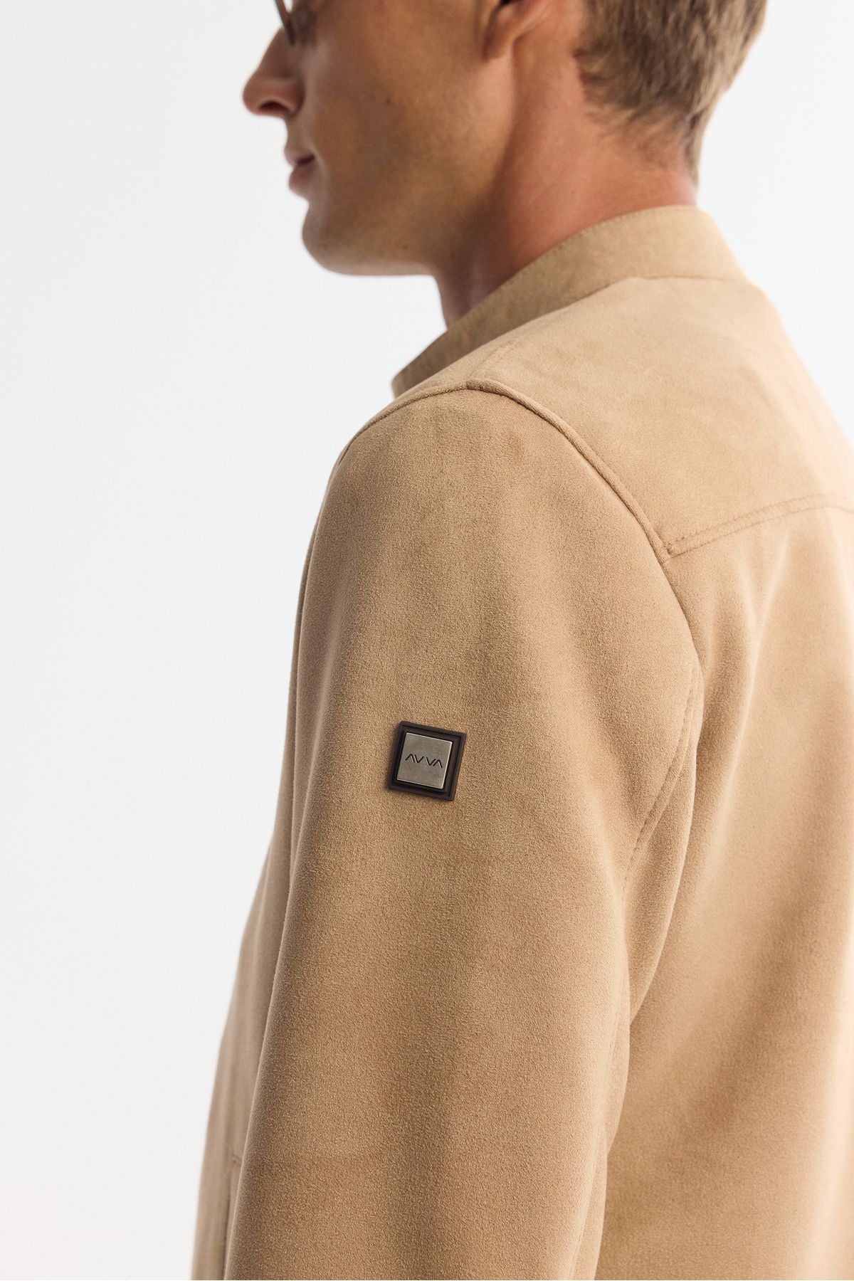 Men's Beige Suede Tissue Pre -Zipper Fine Mont B006002
