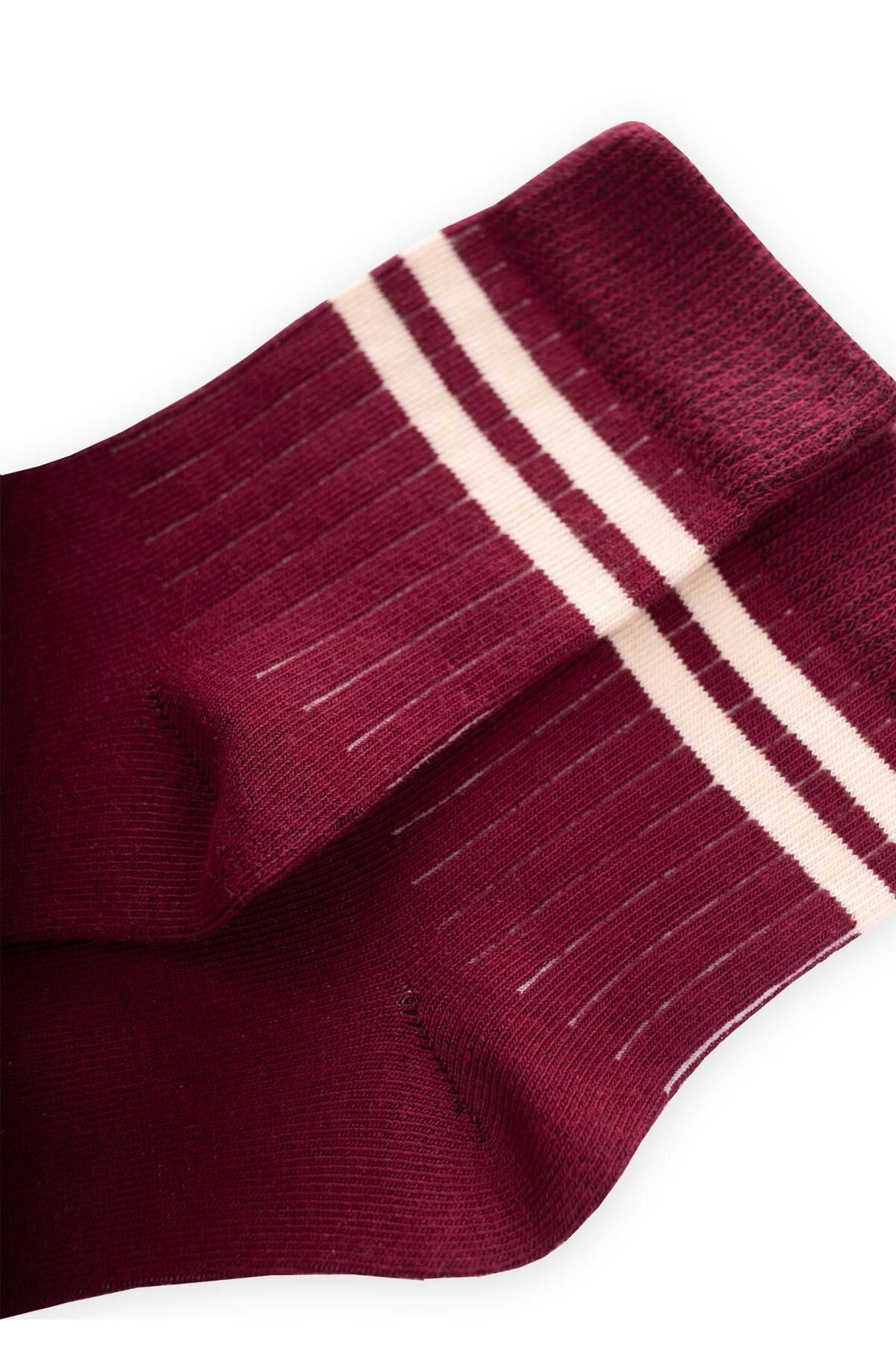 Raw striped socket 3-8 age burgundy