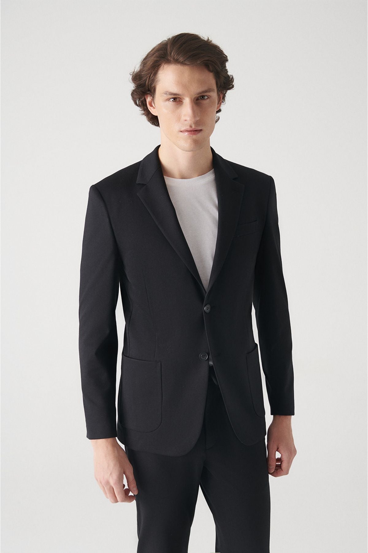 Men's black knitting flexible lined jacket E004001