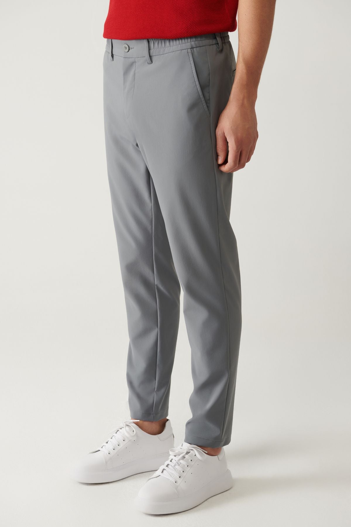 Men's gray waist rubber 360 degree flexible technical fabric pants A41y3077