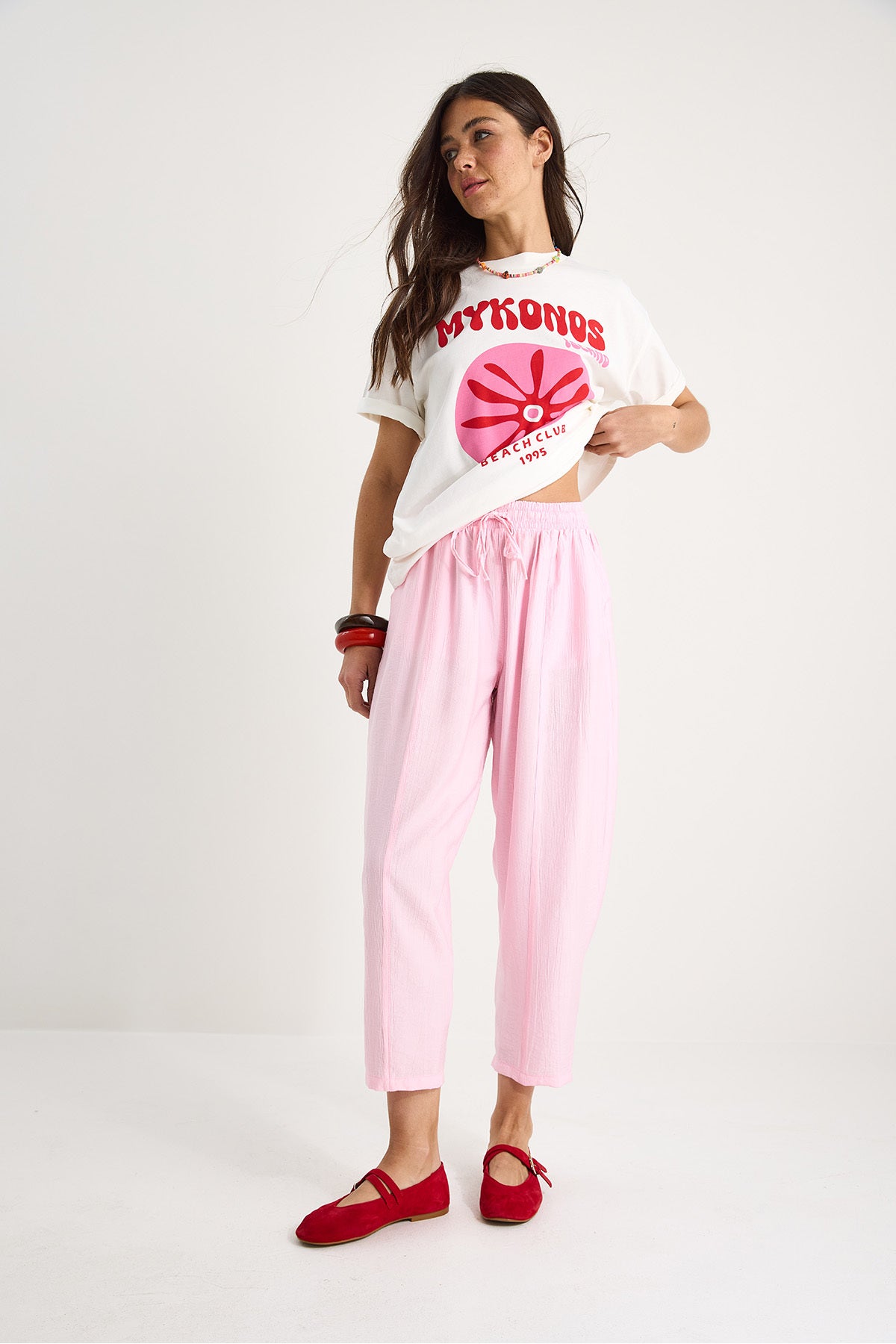 Women's Tie Waist Pocket Detailed Carrot Cut Summer Trousers 3878 60281041