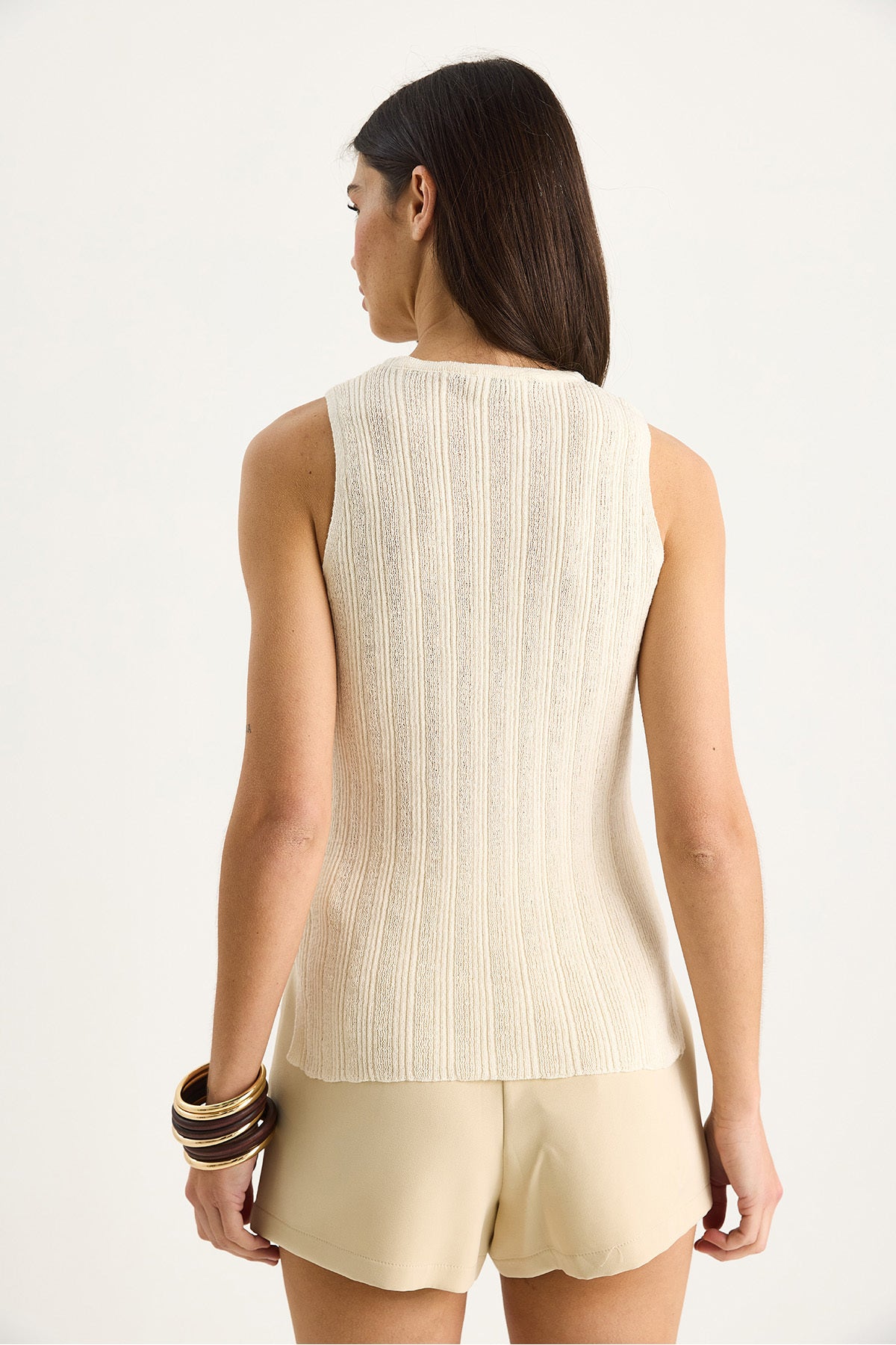 Women's Crew Neck Ribbed Knitwear Blouse 20251024