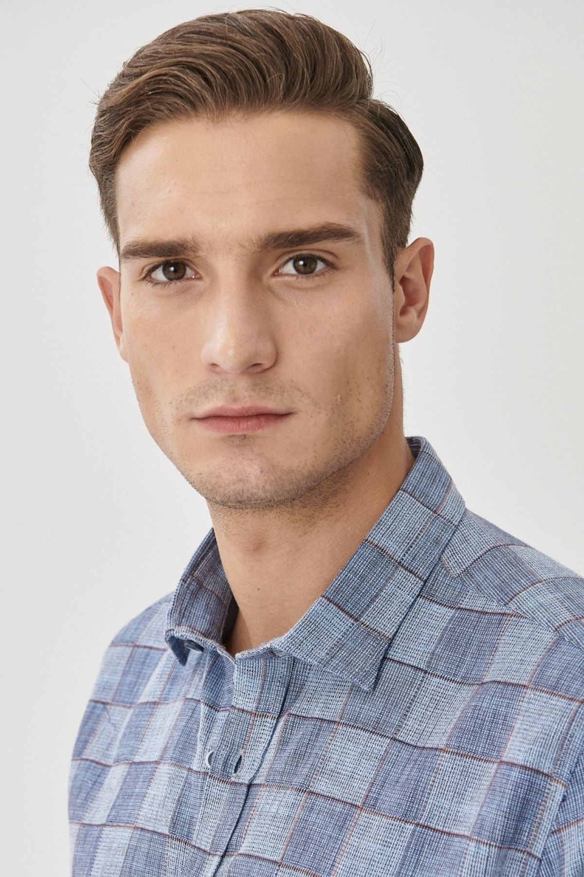 Men's White-Lacivert Slim Fit Square Shirt