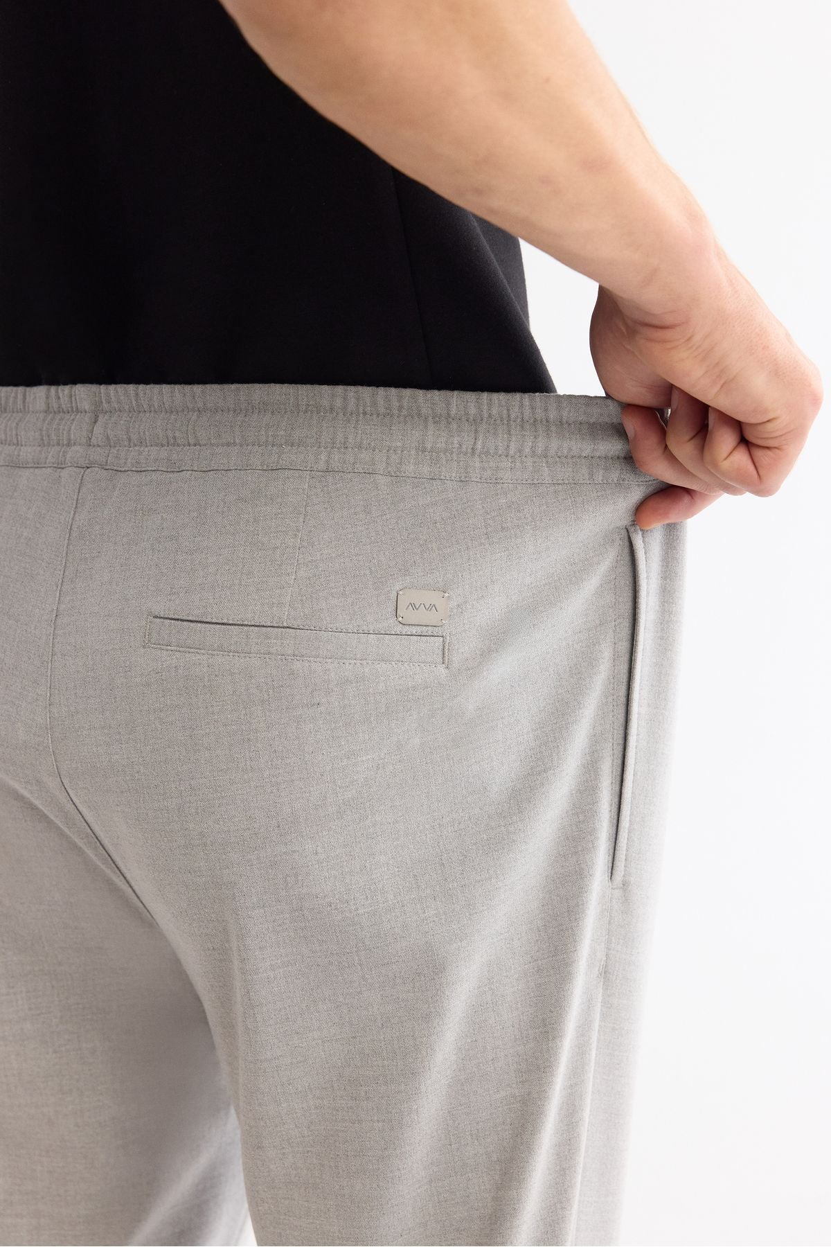 Erkek Gri Yandan Cepli Beli Lastikli Bağcıklı Duble Paça Jogger Pantolon E003000