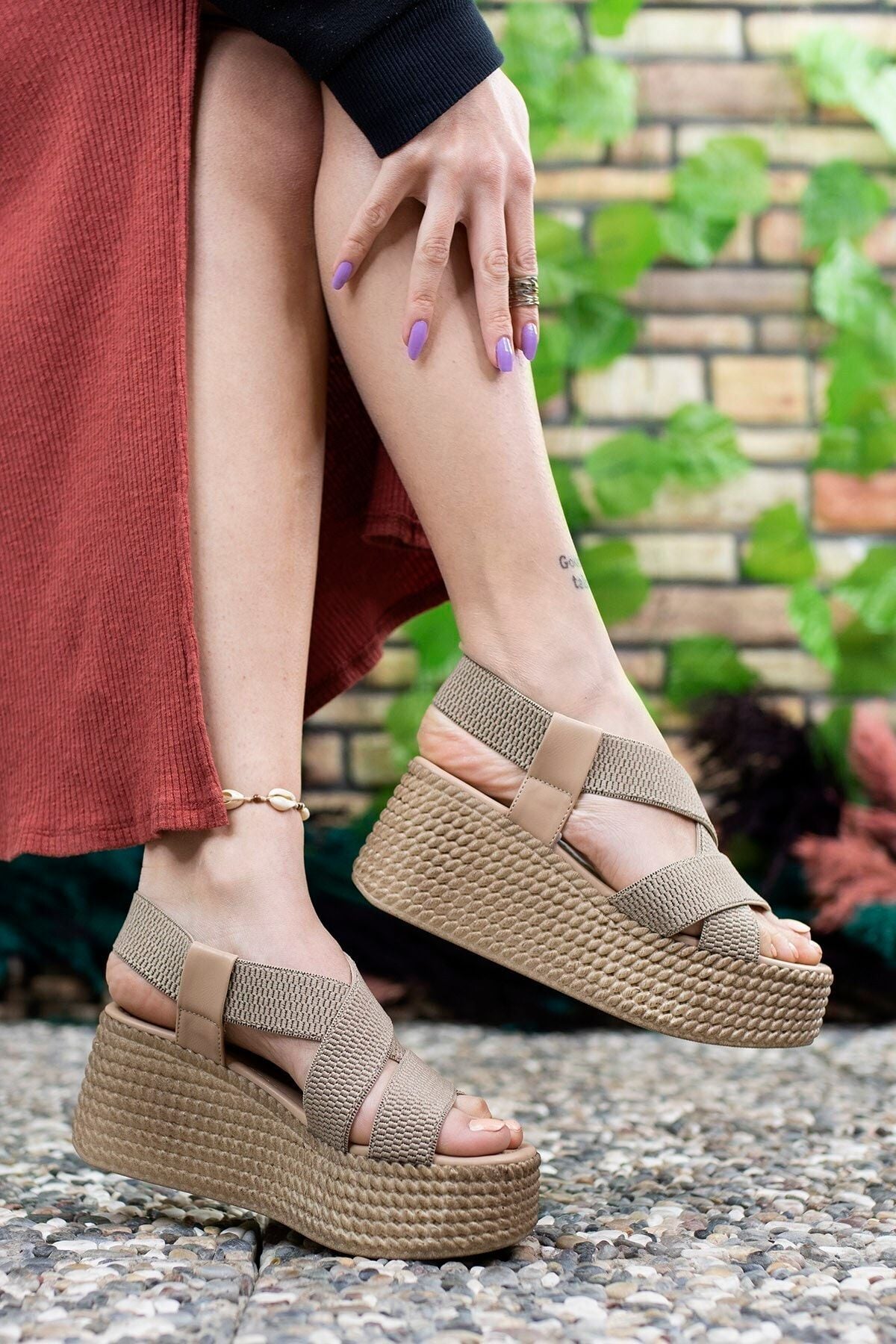 Female mink high -heeled sandals 0012460
