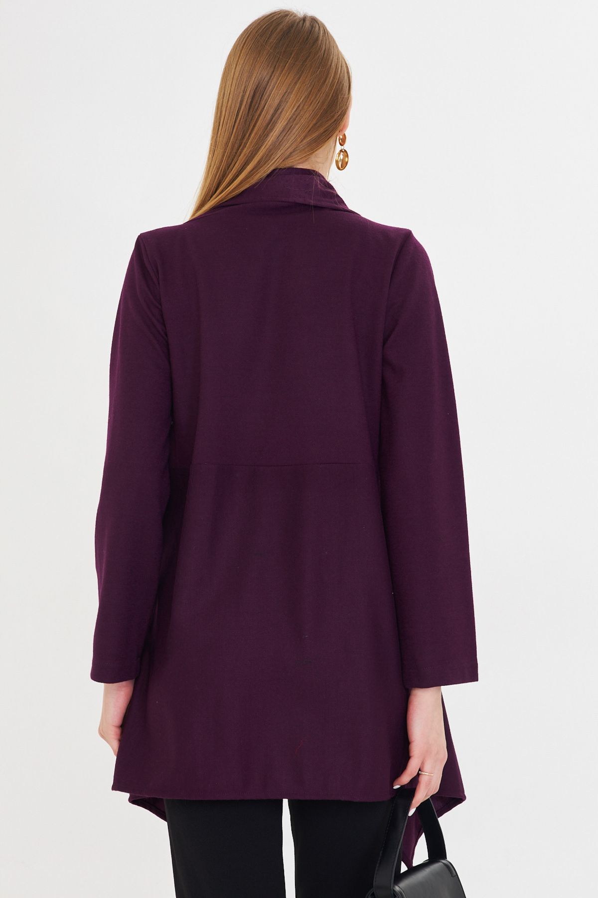 Female purple shawl collar stamp shabby cardigan ARM-25K001116