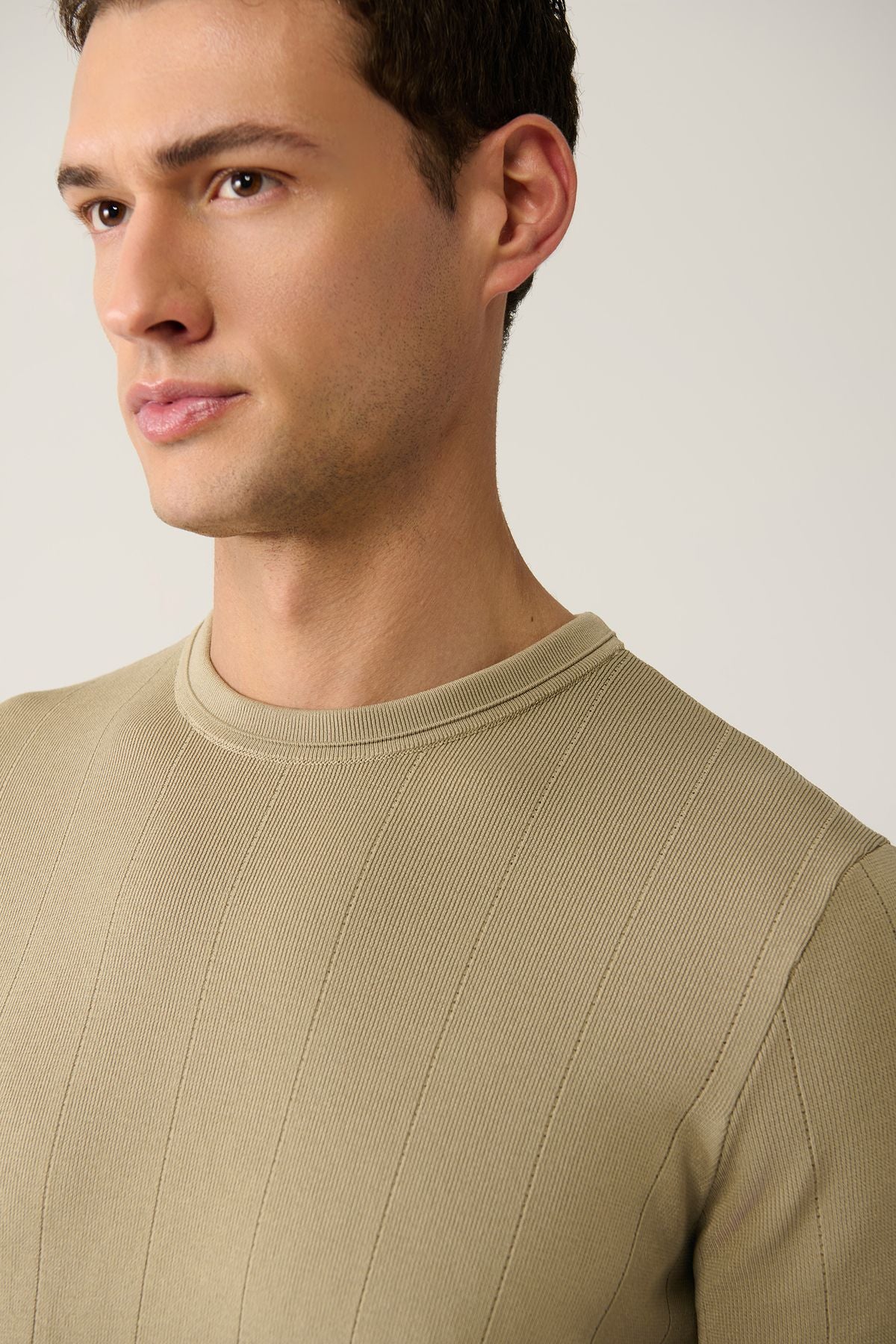 Men's Mink Bicycle Collar Agur Triko T-Shirt A41Y5058