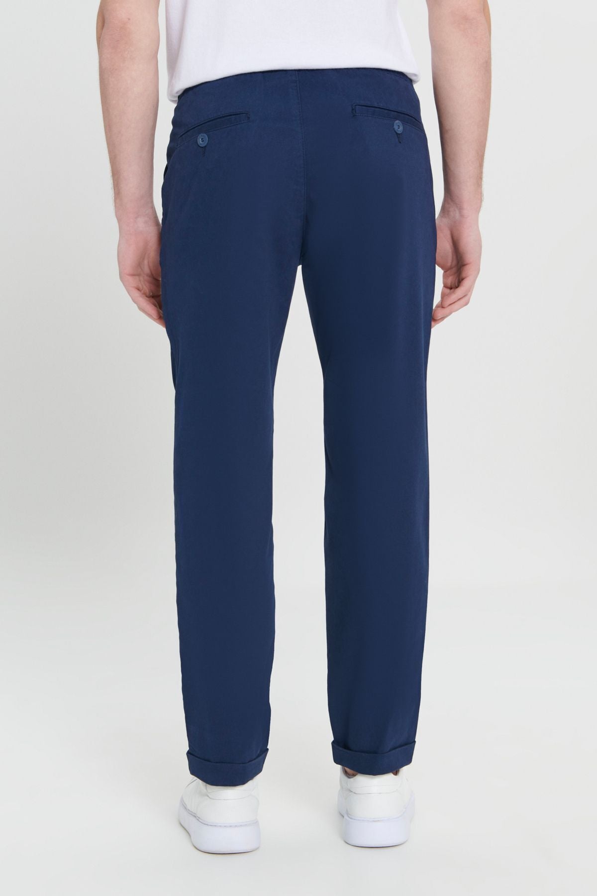 Men's navy blue cotton comfort fit comfortable cutting side pocket pants