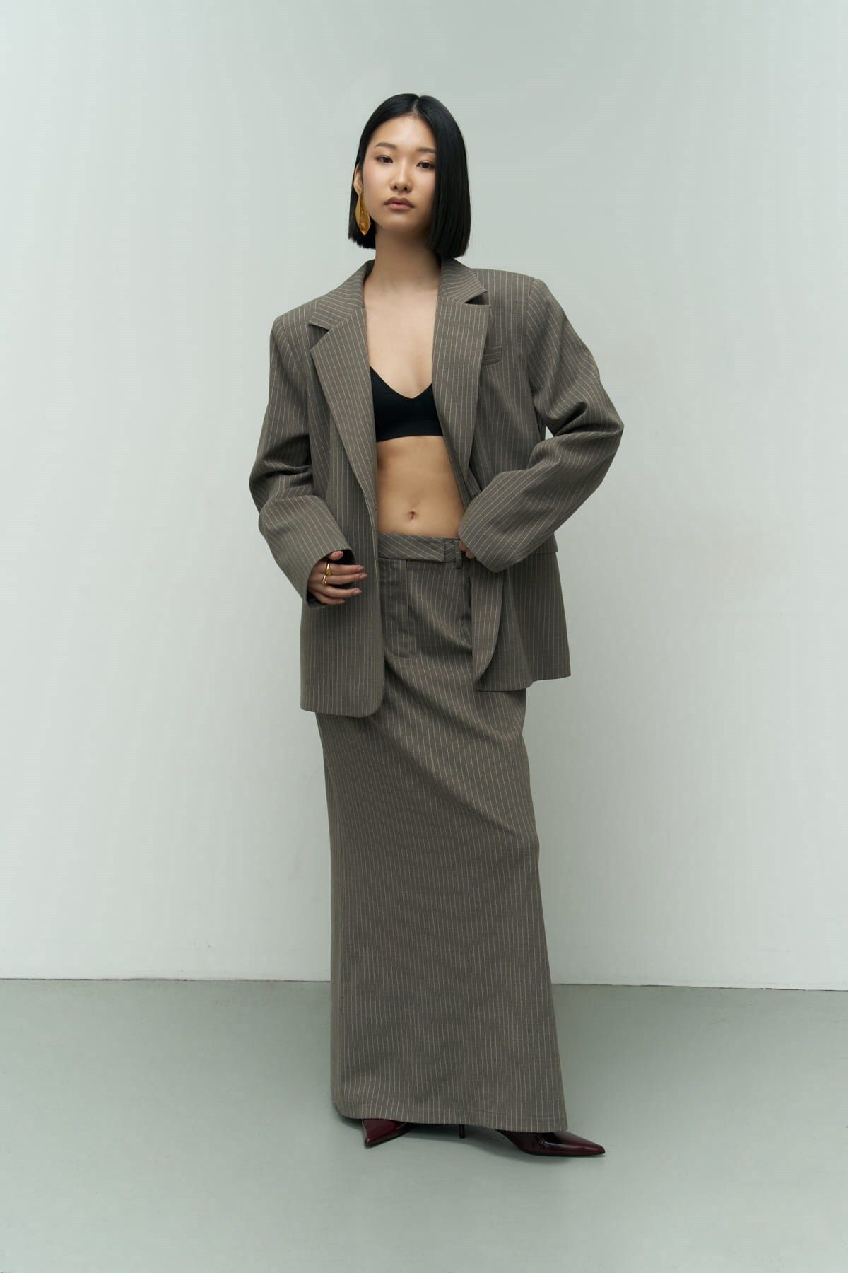 Bruno striped smoked skirt