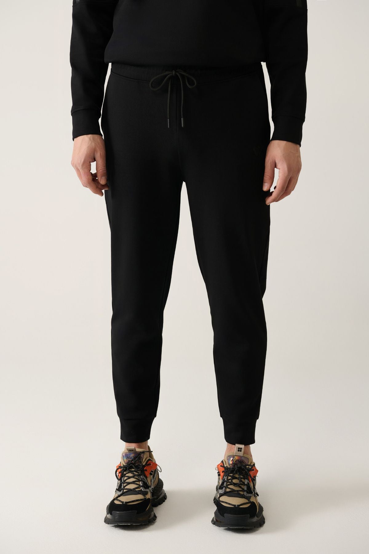 Men's black interlok waist laced cotton tracksuits six A41y3408