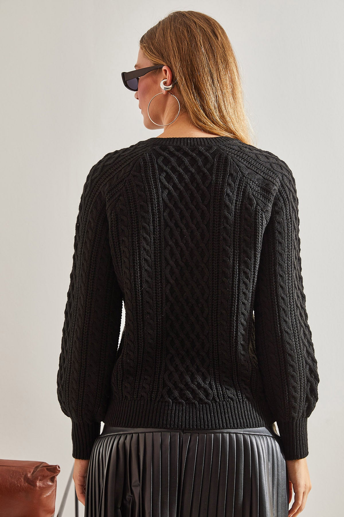 Women's Braided Buttoned Knitwear Sweater 20234244