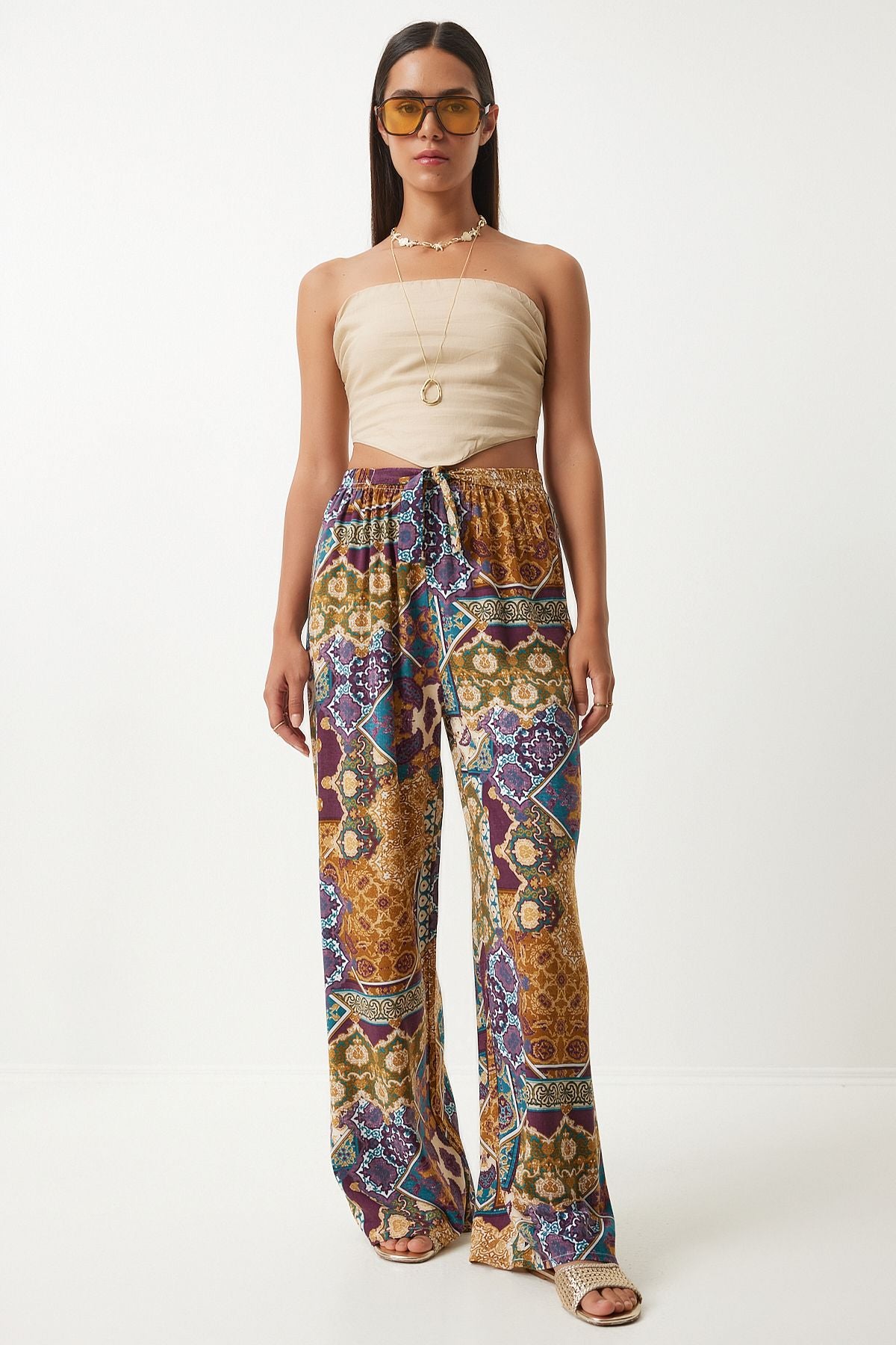 WOMEN'S DRUVER DROPPED VISCONE PALAZZO Pants EN00606