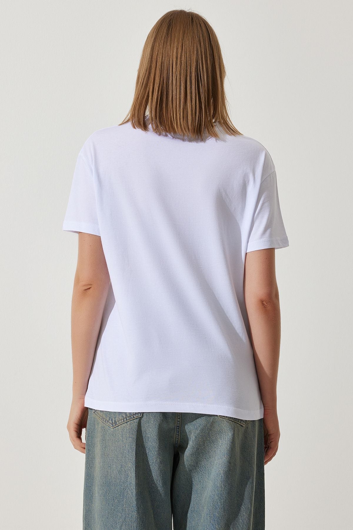 WOMEN WHITE SCREEN ENGLISH ENGLISE OVERSESSE COTTON KNITTED T-SHIRT MP00027