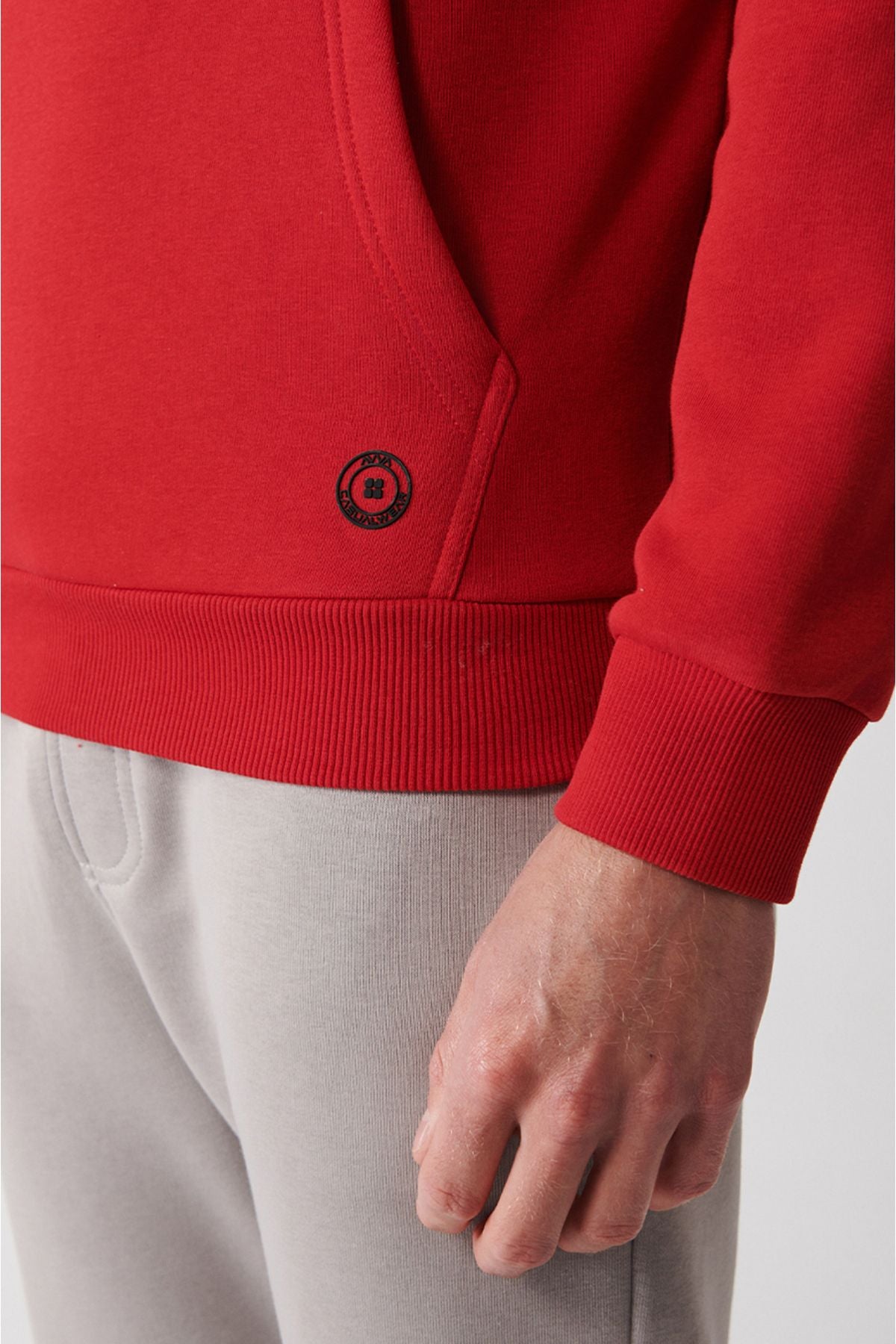 Men's red hooded 3 -IP Cotton Sweatshirt E001018