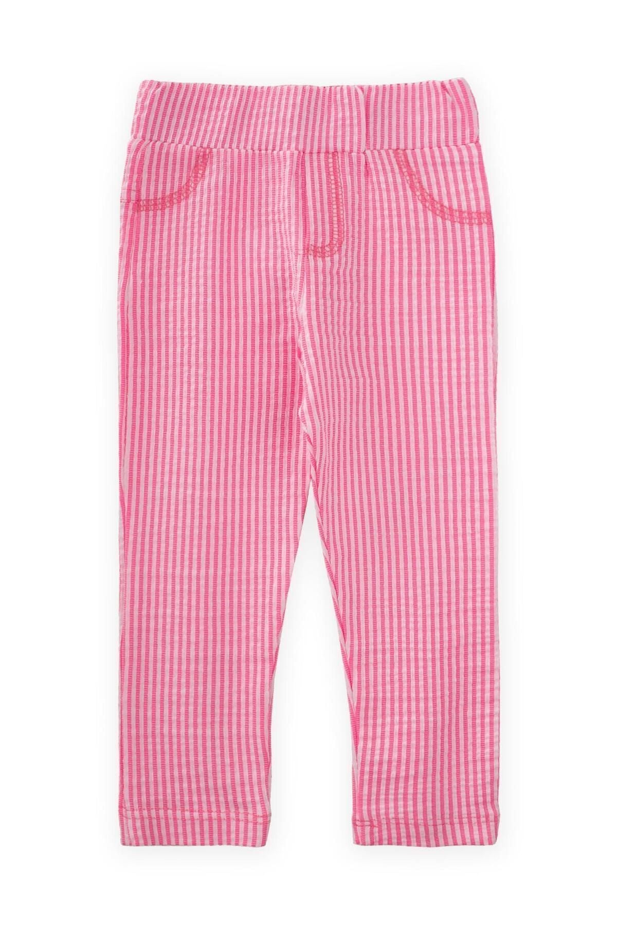 Striped girl tight pants 1-10 years pink