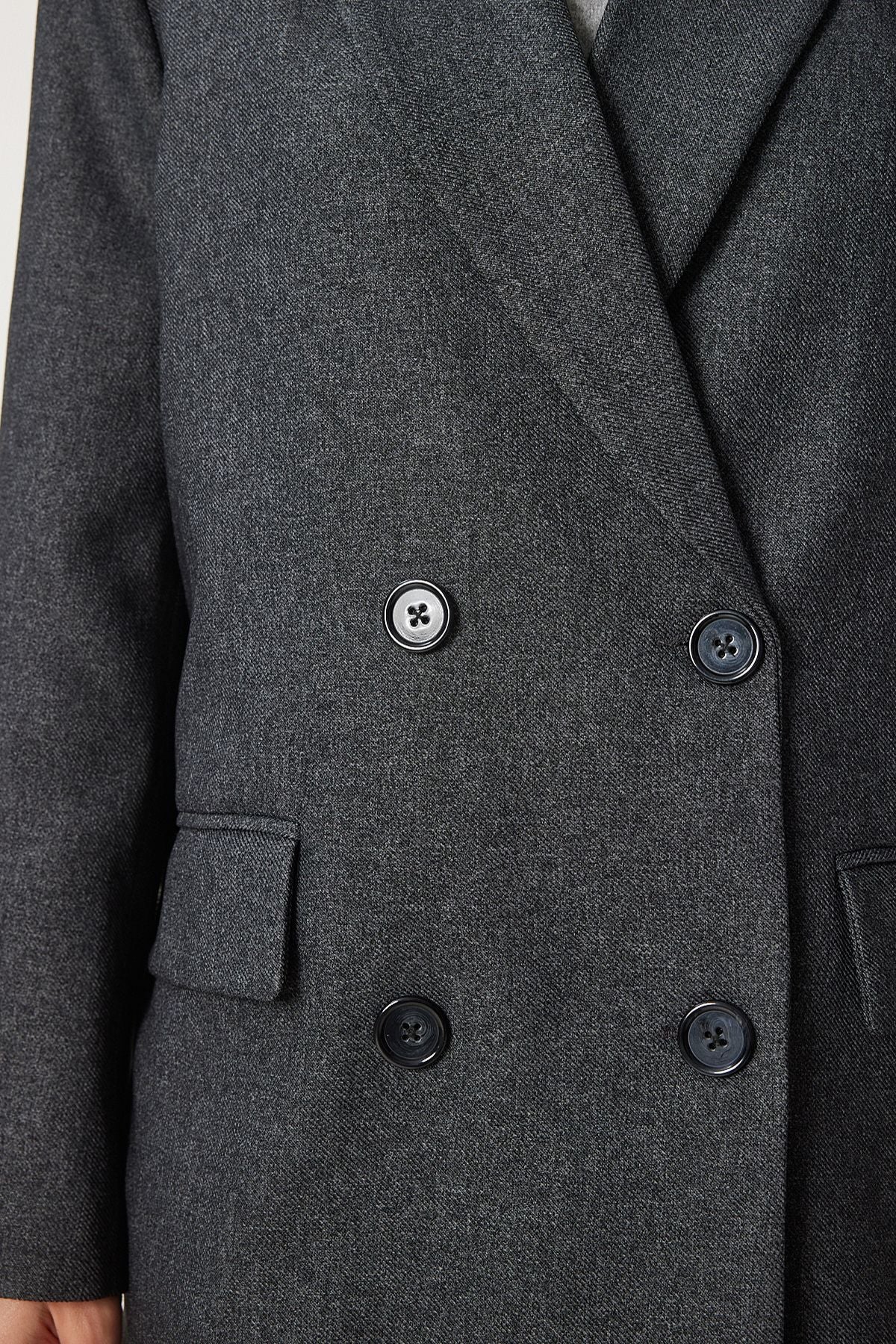 Female anthracite Cruve collar weaving jacket FN03384