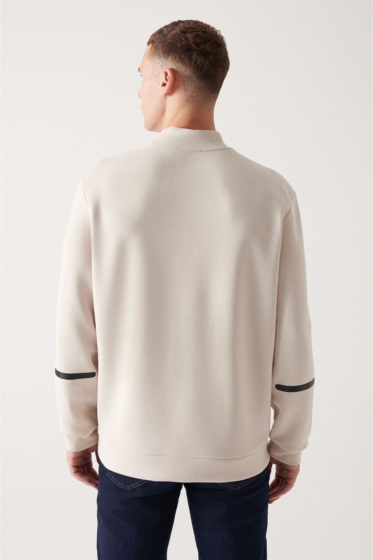 Men's Beige Half Fisherman Yaka Soft Touch Sweatshirt A22y1272