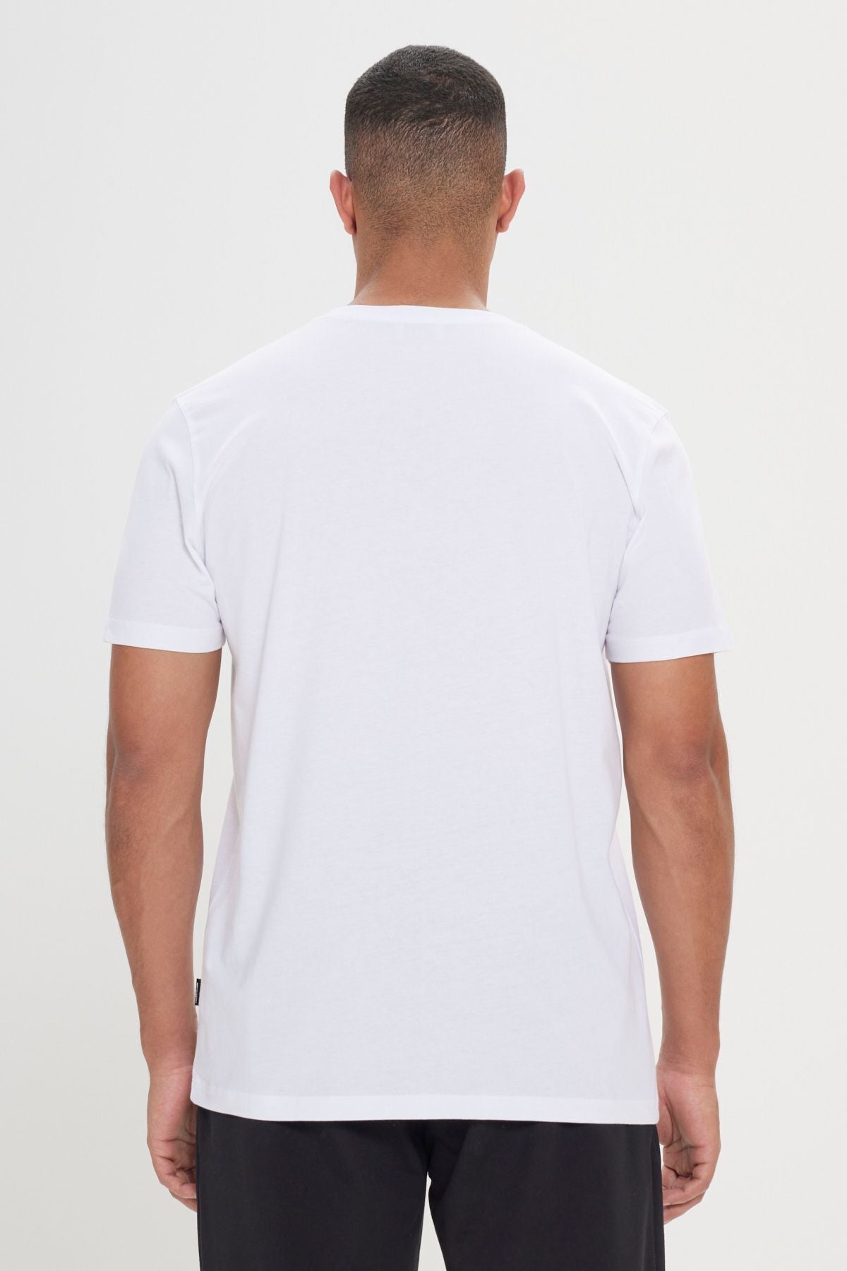 100 %Organic Cotton Men's White Slim Fit Narrow Cessation Bike Bike Yaka T -shirt