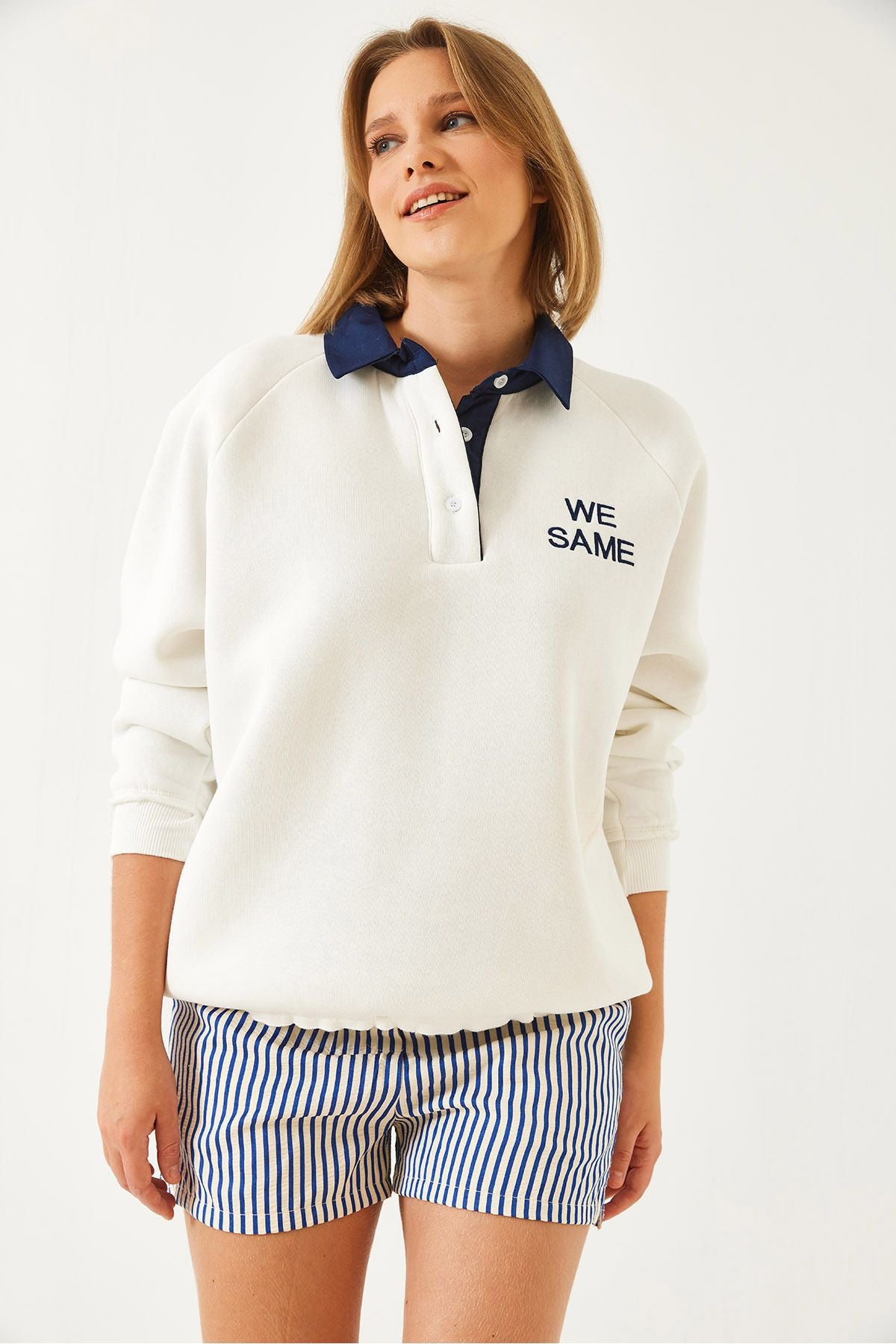 Woman Polo Yaka Three Yarn Sweatshirt 2069 60261149