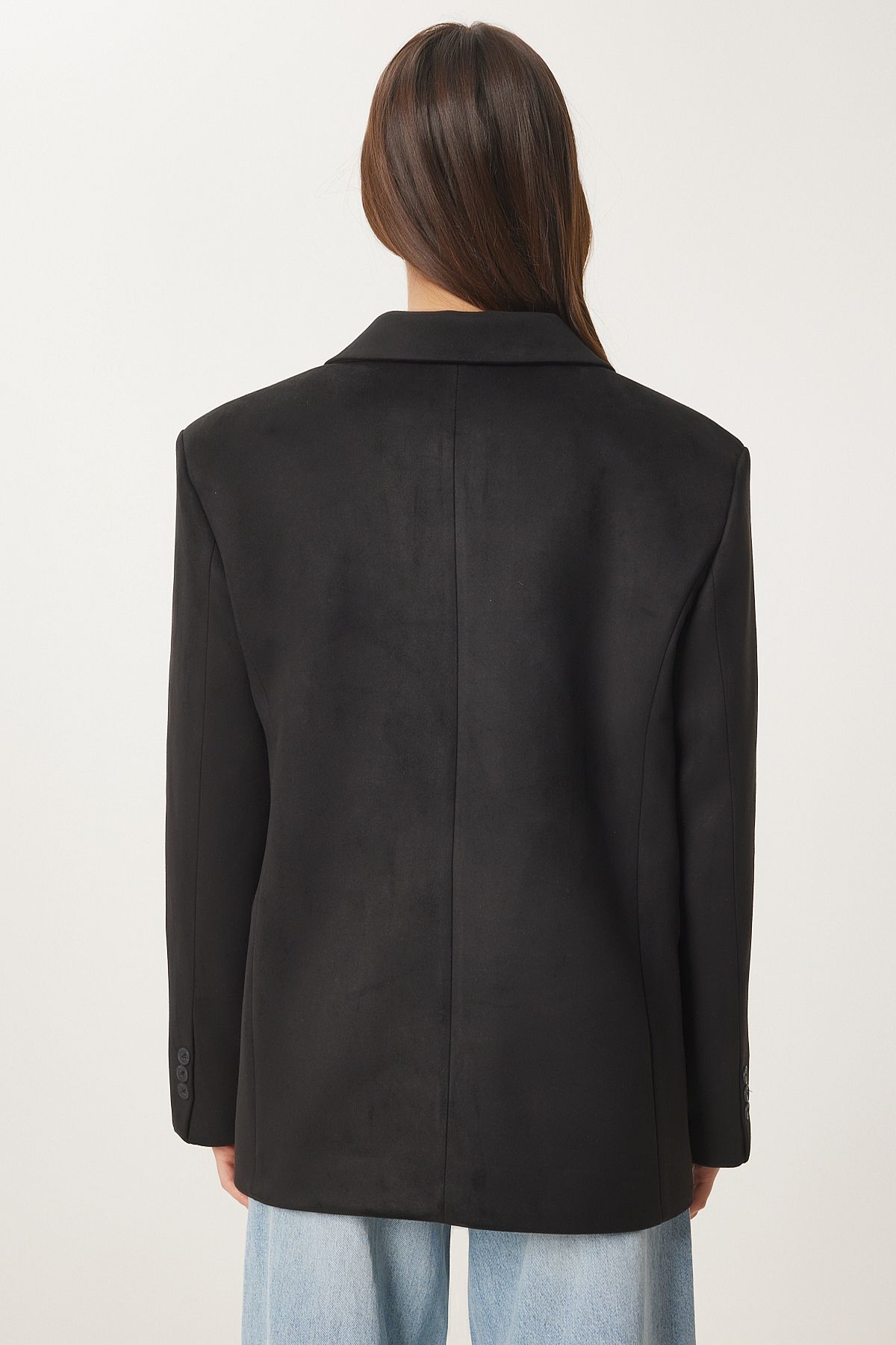 Female Black Premium Suede Blazer Jacket FN03443
